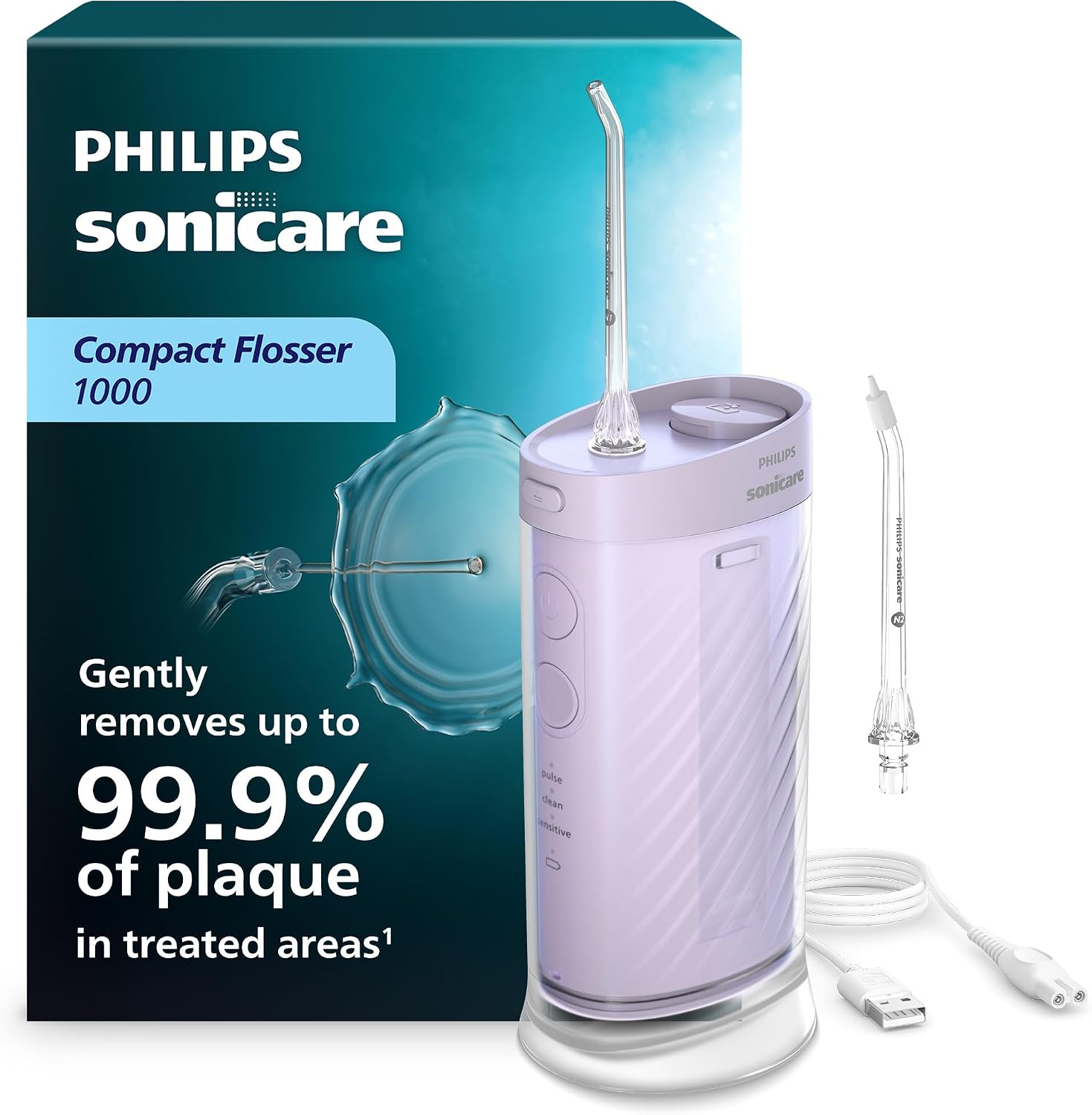 Detalle de Philips Sonicare Compact Flosser 1000 HX3333/23 Water Flosser, 3 Modes