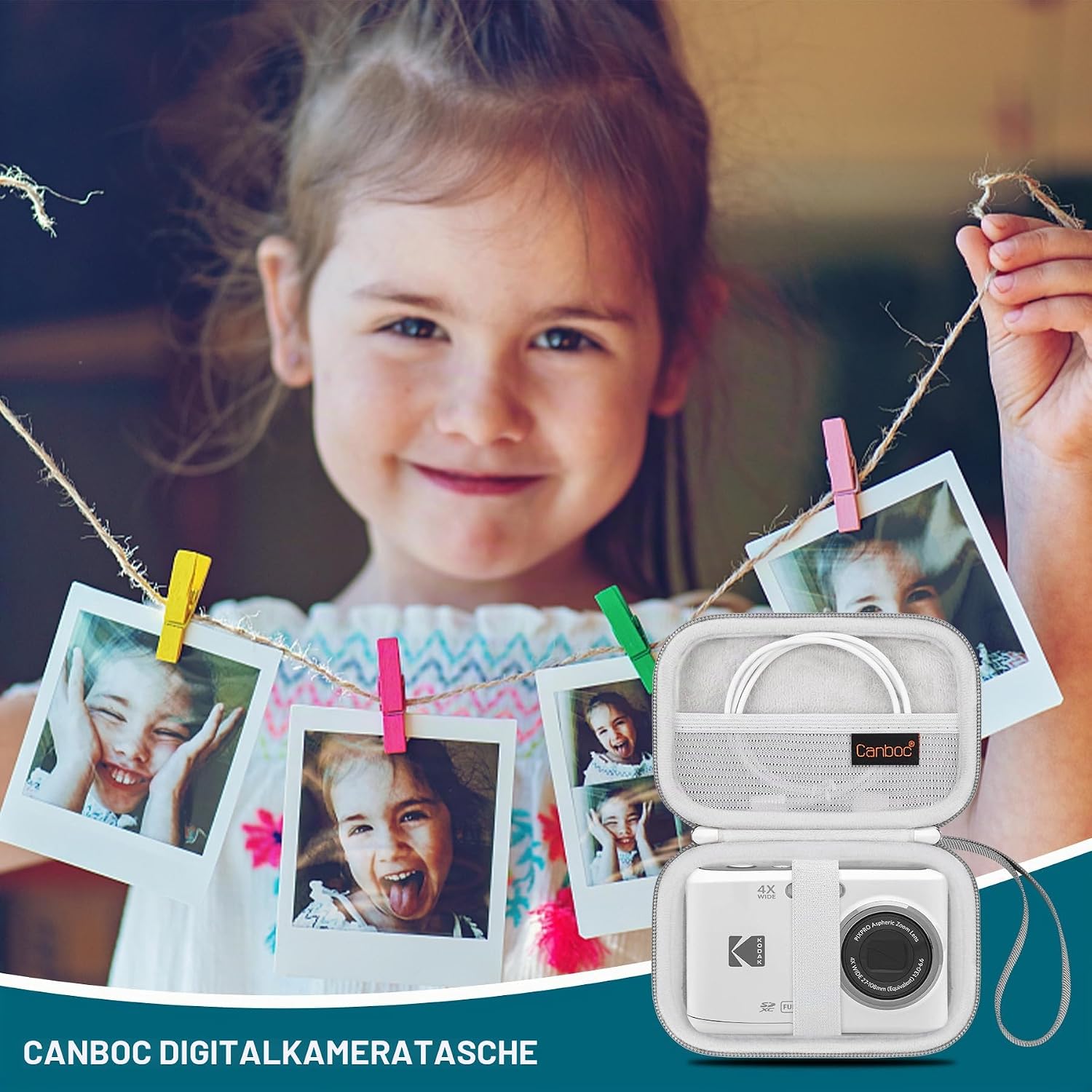 Thumbnail 6 de Canboc Tragetasche für Kodak PIXPRO FZ55/FZ45/FZ43/FZ53 – EVA-Schutztasche, Grau