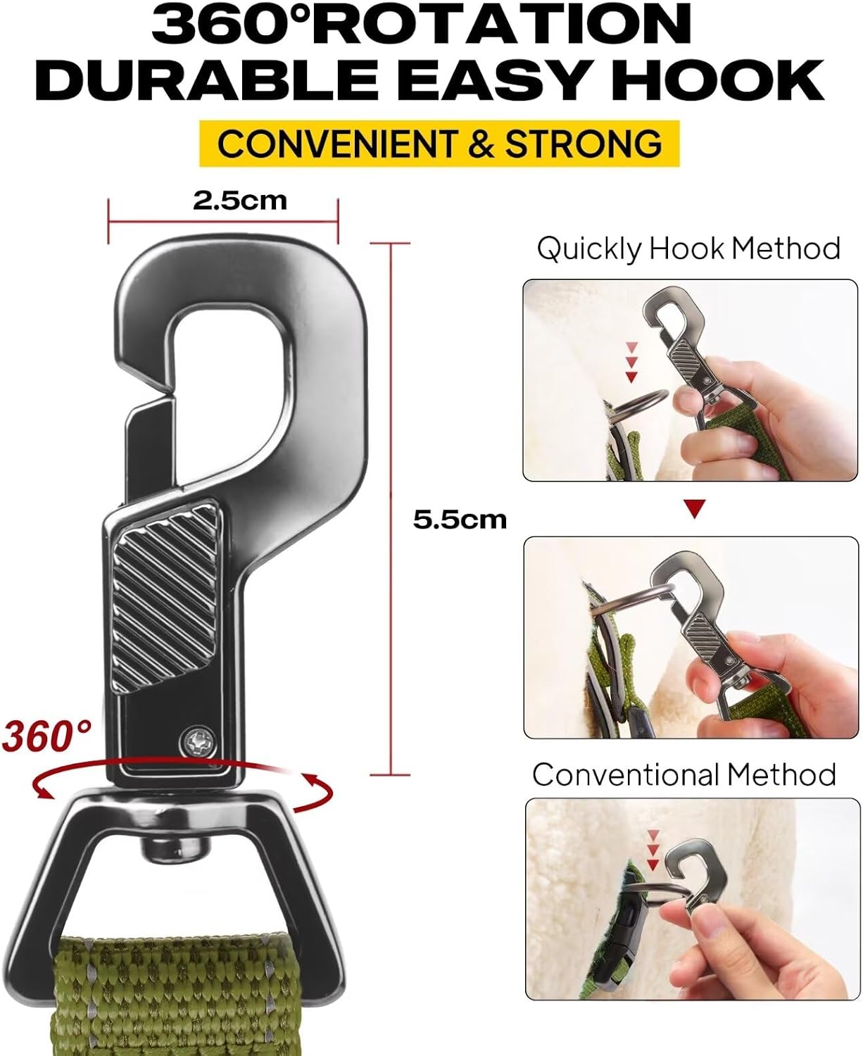 Detalle de Fida Heavy Duty Dog Lead for Medium/Large Dogs (1.2M) – Traffic Handle, Reflective, Double‑Handled Design