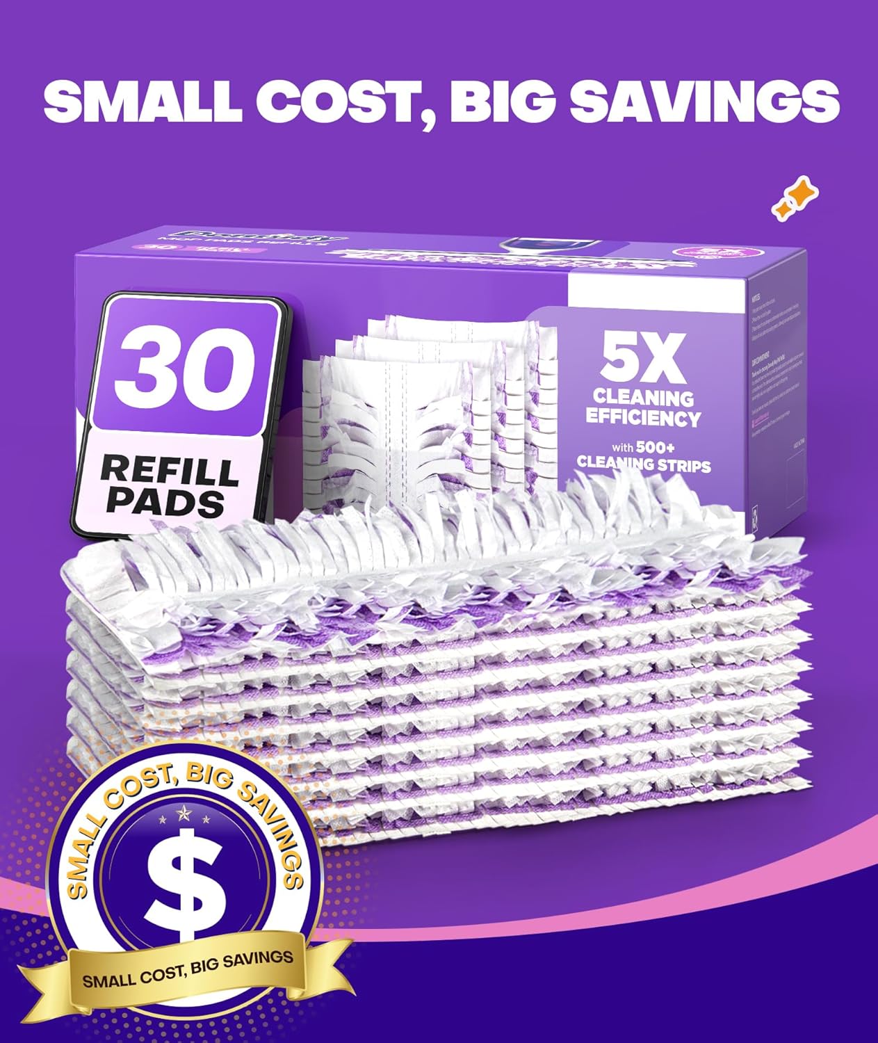 Thumbnail 6 de 5X Cleaning Power Mop Refills for Swiffer Power Mop – 30 Count Disposable Pads for Multi-Surface Cleaning