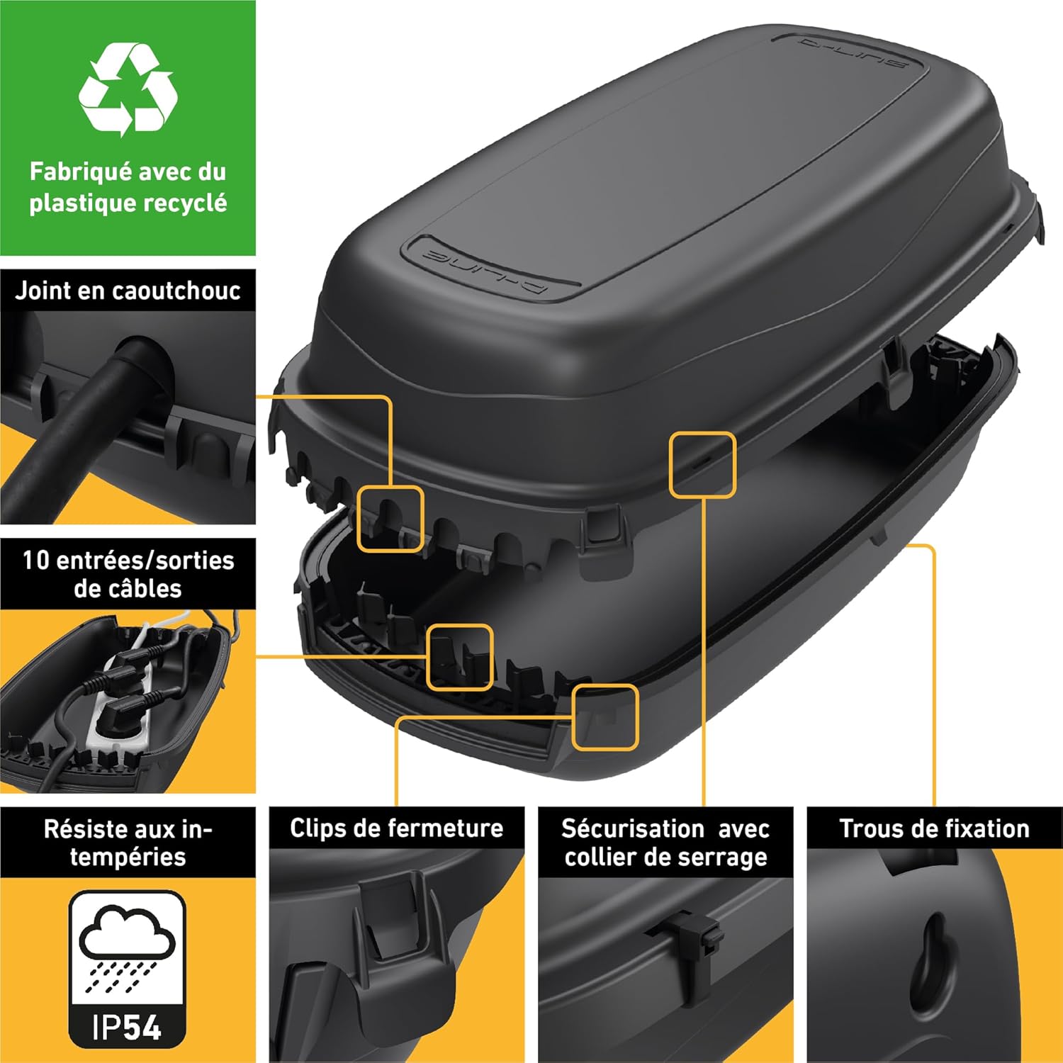 Detalle de D-Line Boîtier étanche pour multiprise IP54 290 mm