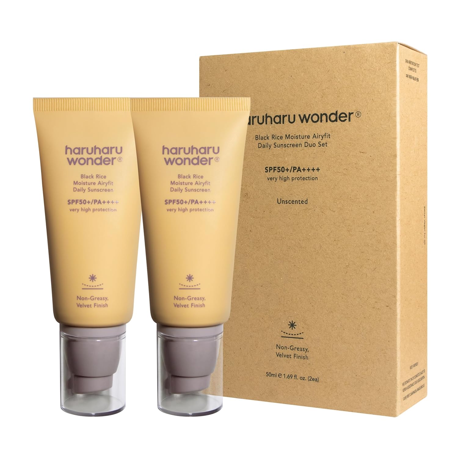 Detalle de haruharu wonder Black Rice Moisture Airyfit Daily Sunscreen SPF 50+ PA++++ (2er Pack, 50 ml chacun)