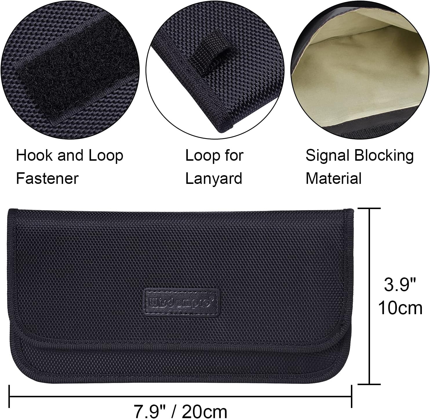 Detalle de wisdompro RFID Signal Blocking Bag (Faraday pouch) for cell phones and car keys, black