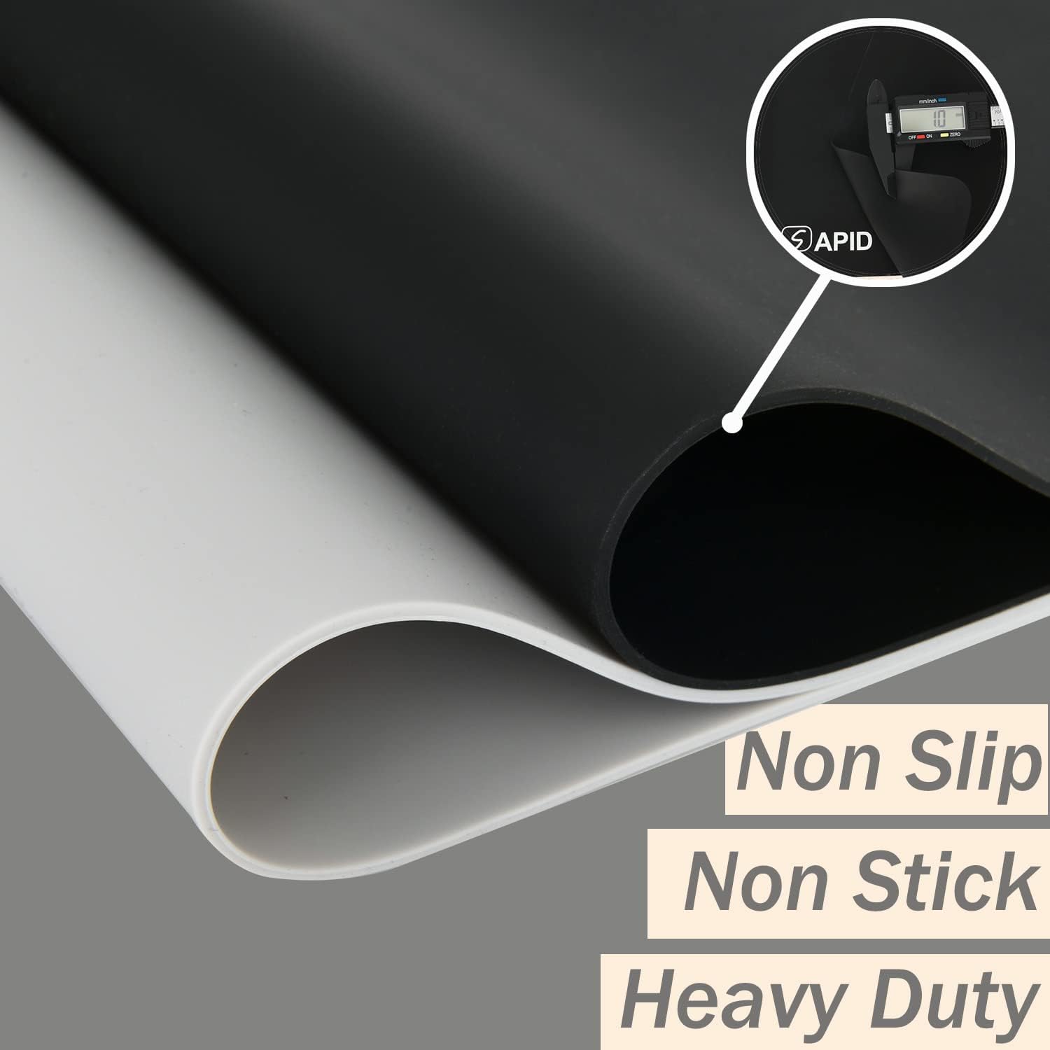 Detalle de SAPID 36" x 24" Silicone Counter Mat, Black, 1 mm Thick