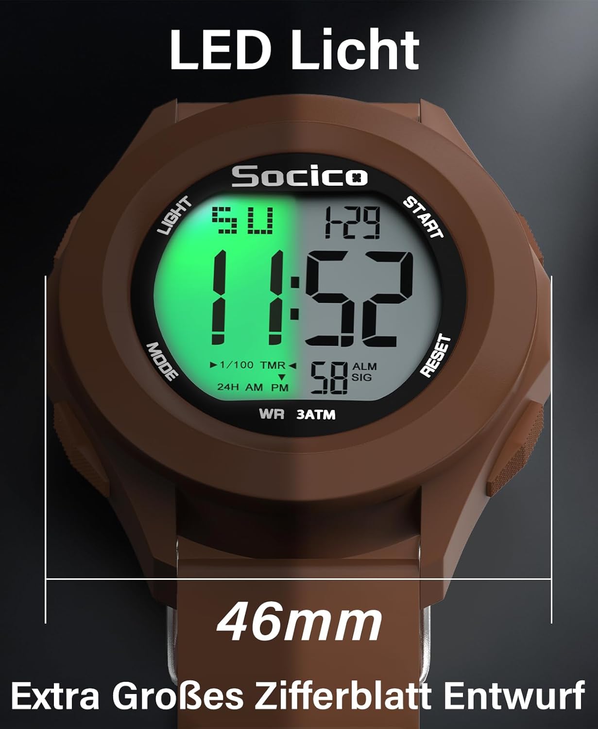 Thumbnail 3 de SOCICO Herren Digitaluhr Großes Display