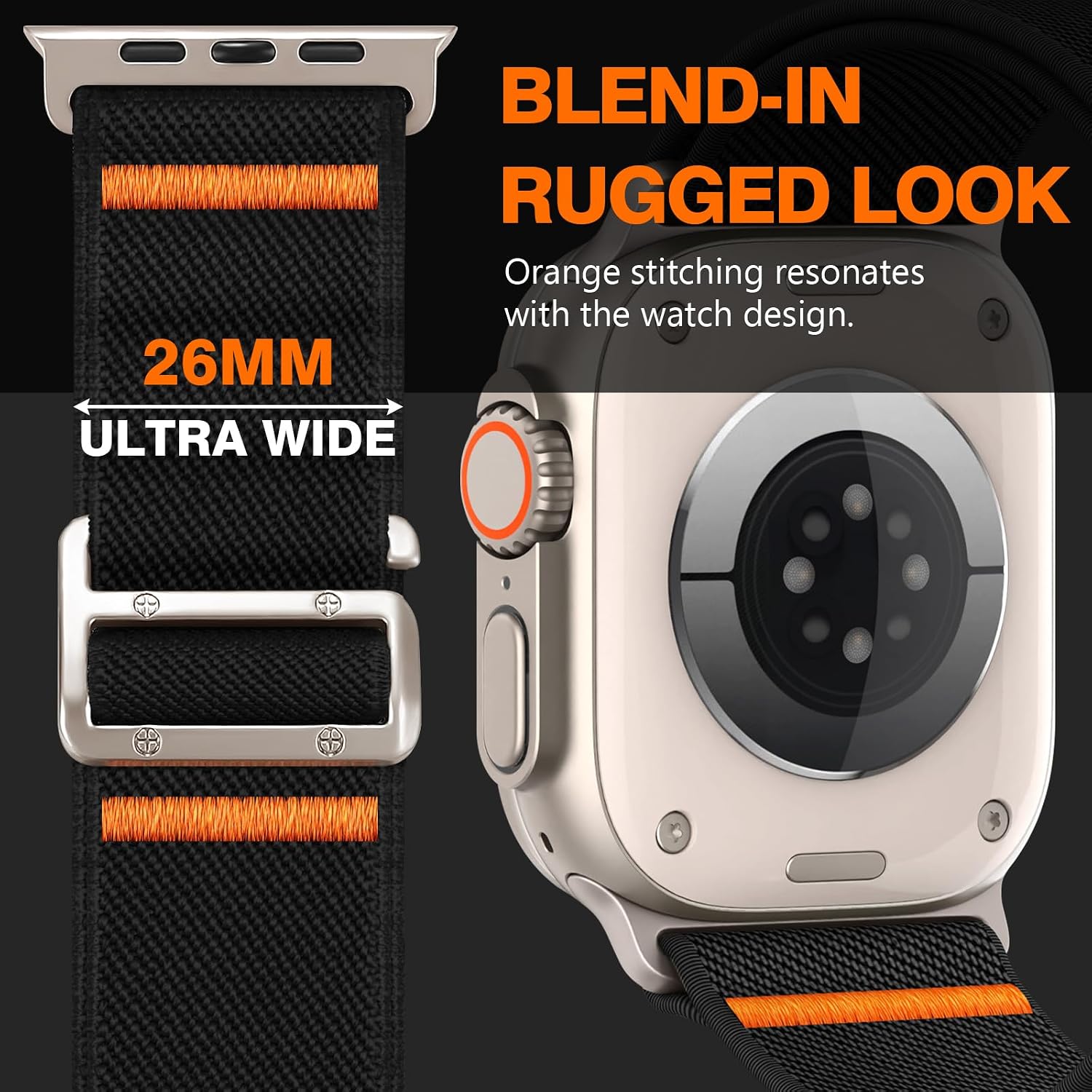 Thumbnail 2 de Nylon-Sportarmband kompatibel mit Apple Watch Ultra/Ultra 2 – 49–38 mm, elastisch mit G-Haken
