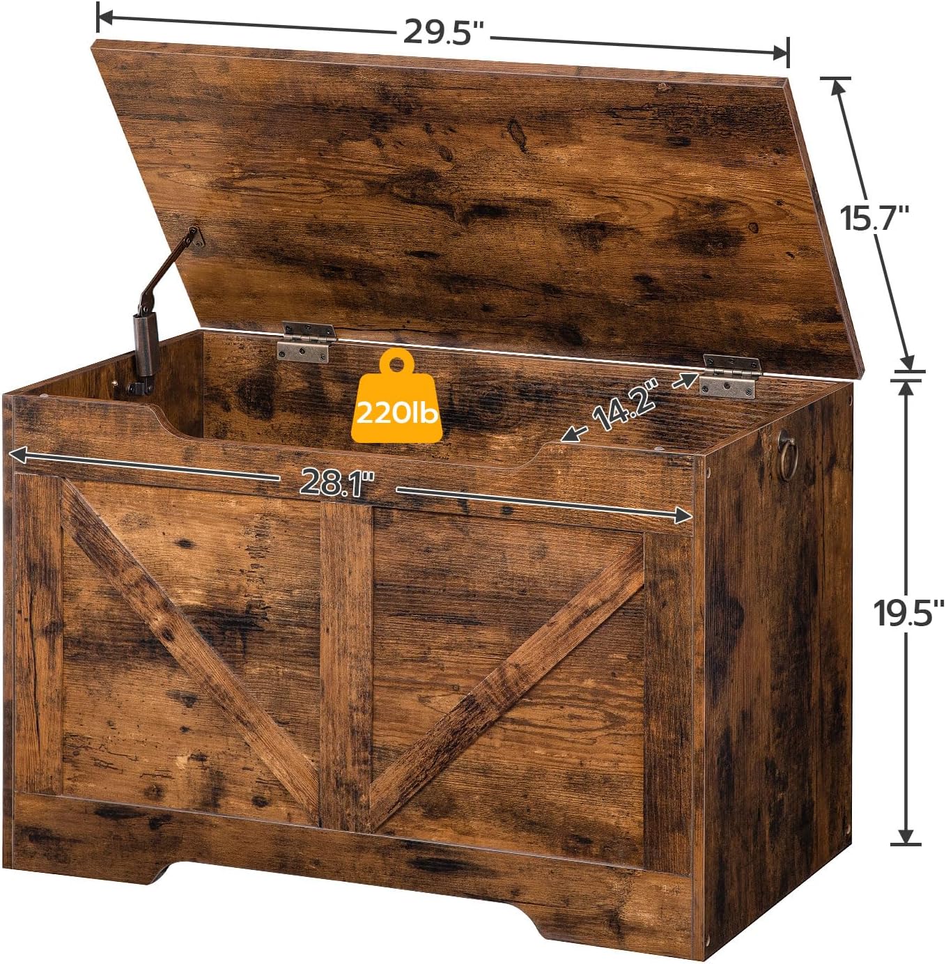 Thumbnail 6 de HOOBRO Cassapanca per bambini, 75 cm, Marrone Vintage – Panca contenitore con cerniere di sicurezza