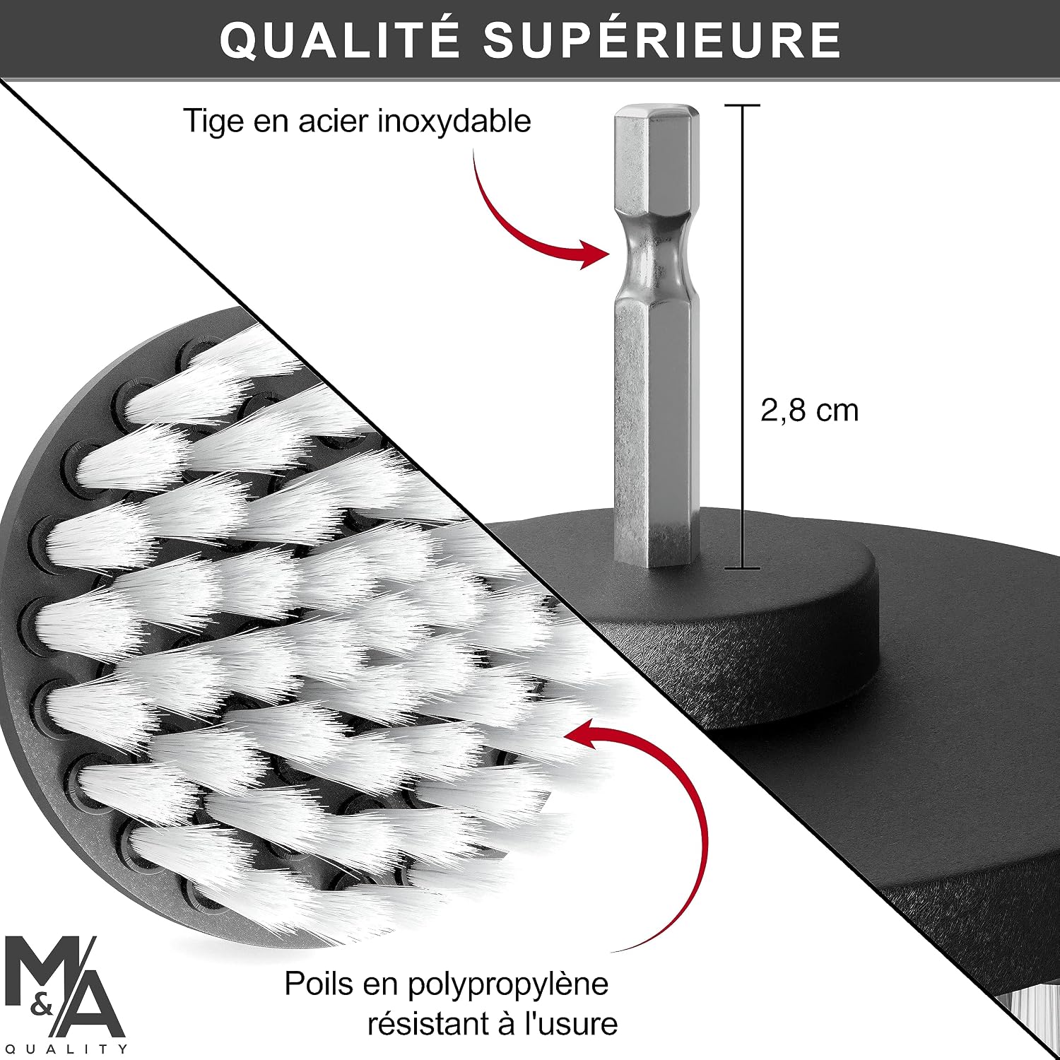 Thumbnail 5 de Brosse Nettoyage perceuse sans Fil – Poils Souples et Durs pour Voiture, Tissus et Jantes