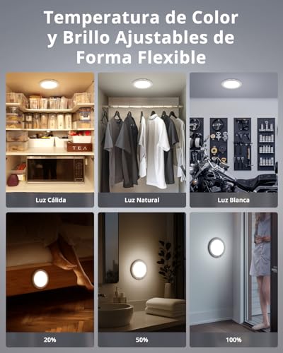 Detalle de Bojim Lámpara inalámbrica con sensor de movimiento para baño y trastero – 6000 mAh, IP44