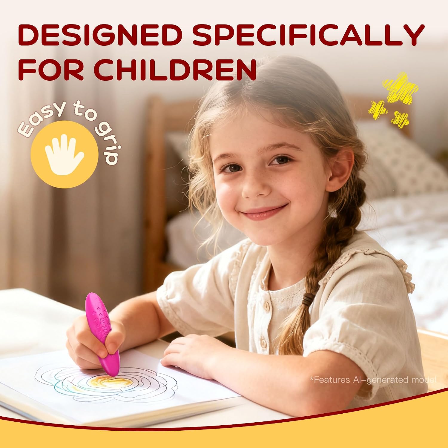 Detalle 2 de YPLUS Peanut Crayons for Toddlers – 36 Colors Non-Toxic, Easy-Grip & Washable