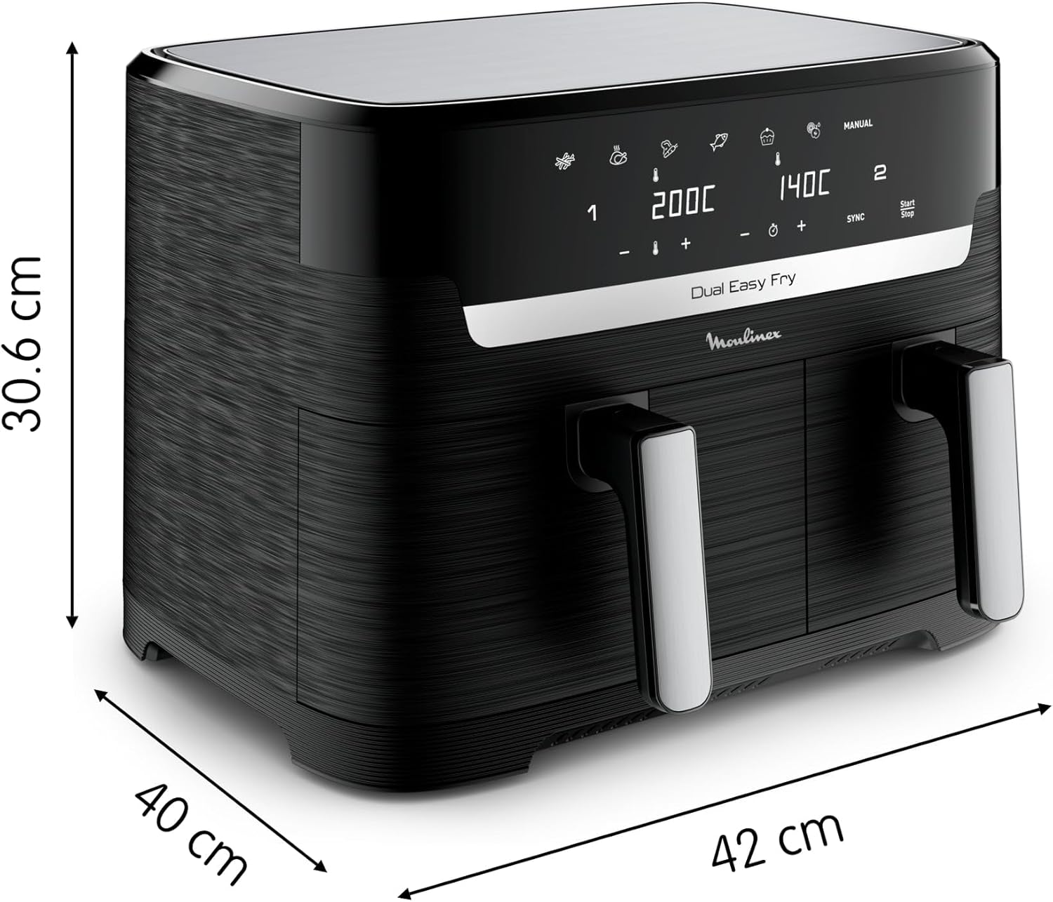Detalle de Moulinex Dual Easy Fry – Friggitrice ad aria a doppio cestello XL 8,3 L / 2,2 kg