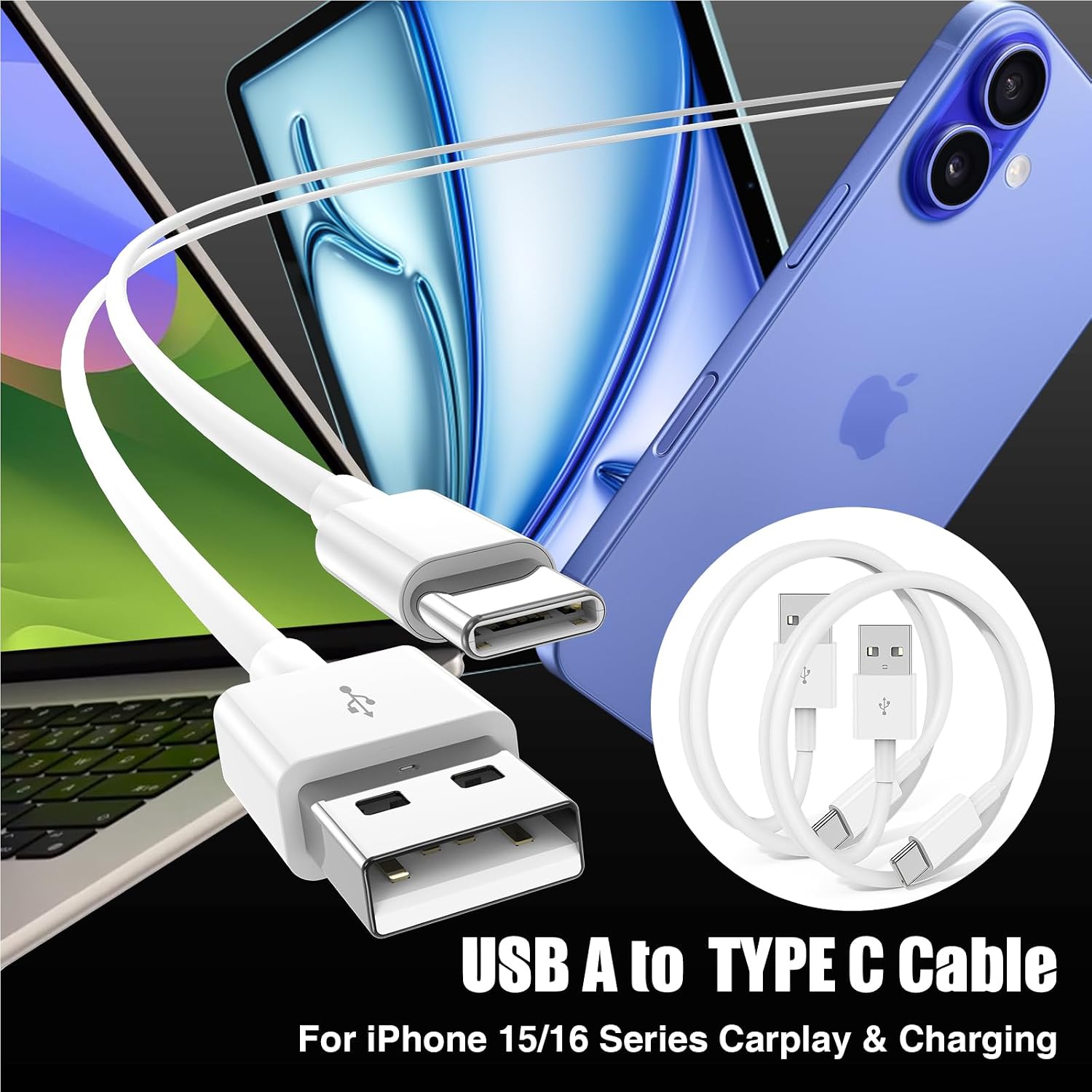 Thumbnail 5 de USB C Charger Cable 1m 2 Pack