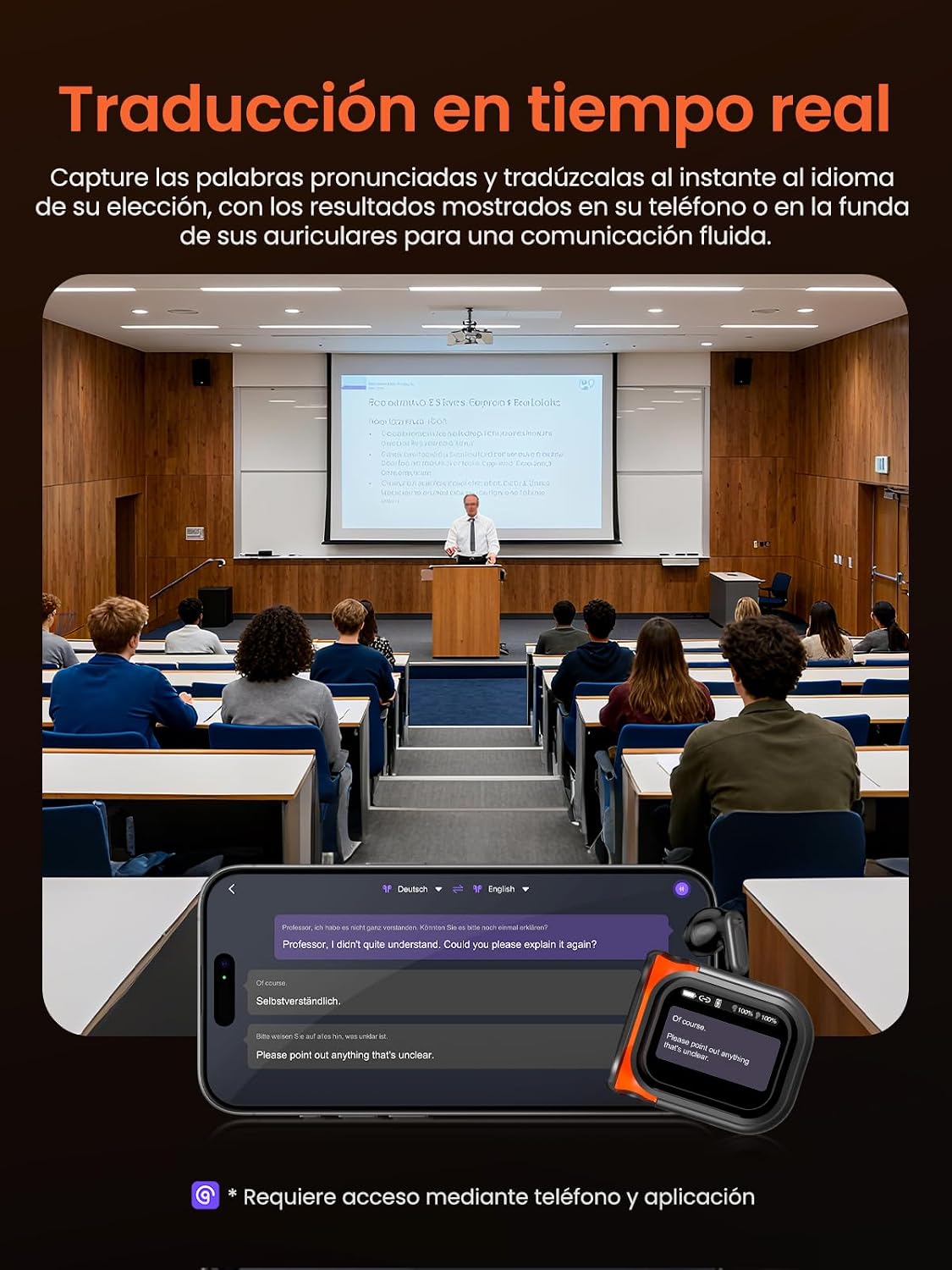 Detalle de NE20 Auriculares traductores Bluetooth 60h