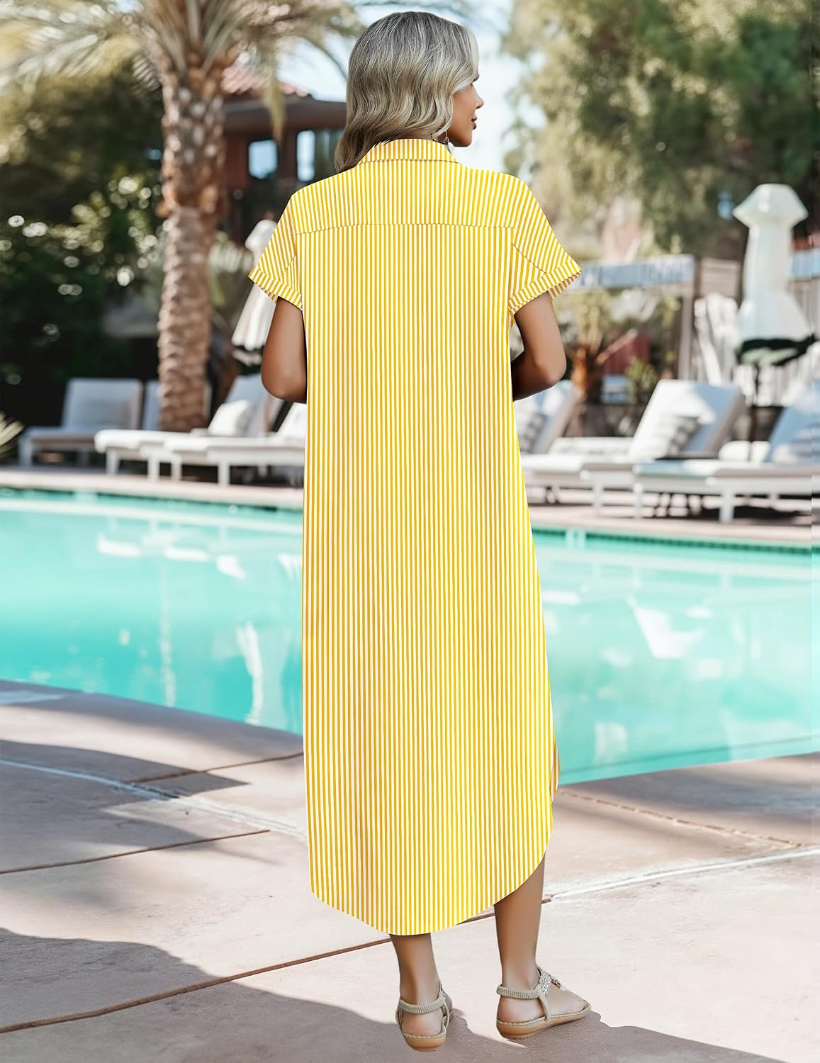 Detalle 2 de Zeagoo Women Dress Cover Up Button 49% Viscose
