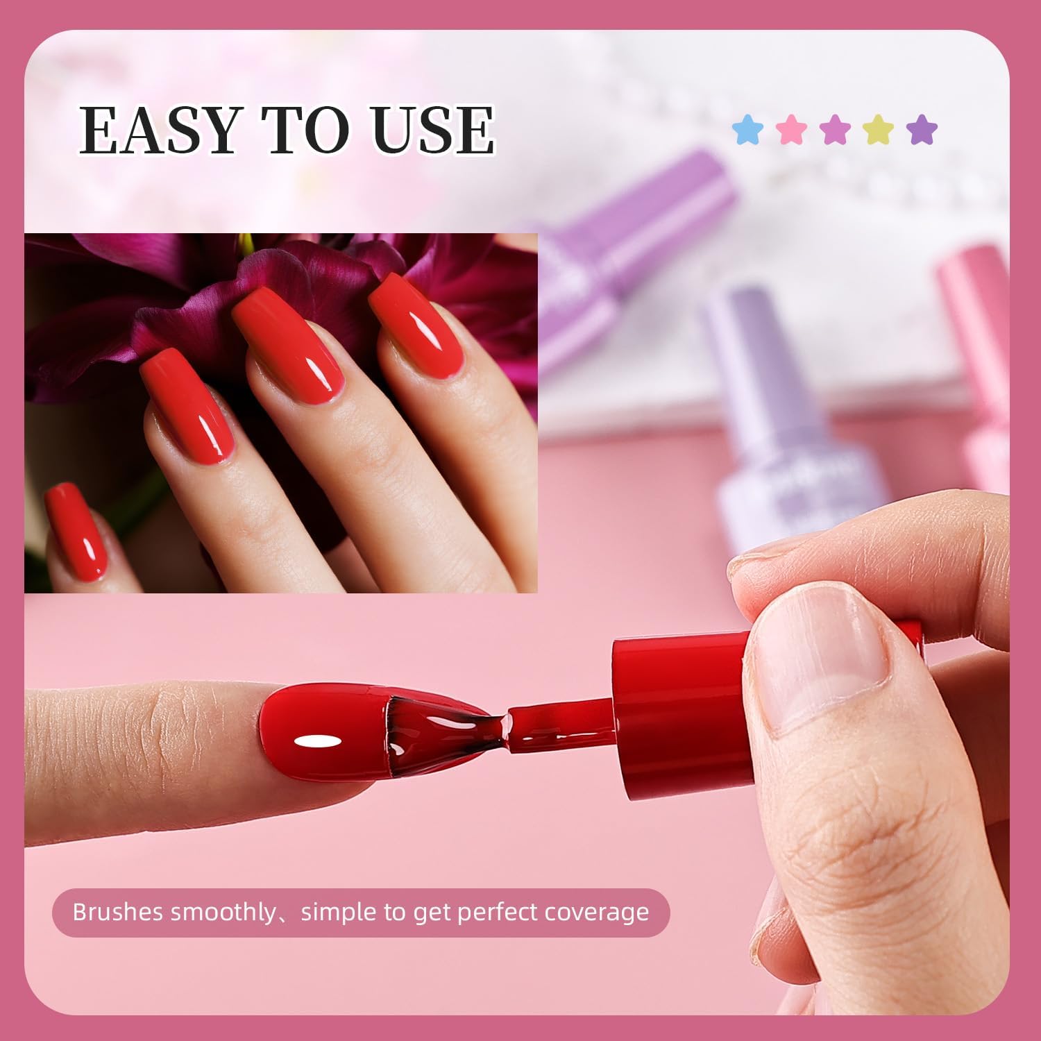 Detalle 2 de JODSONE 30 Farben Gel-Nagellack-Set mit 6 Funktionsgelen (Base, Top, Matt) – für ein einheitliches Farbergebnis
