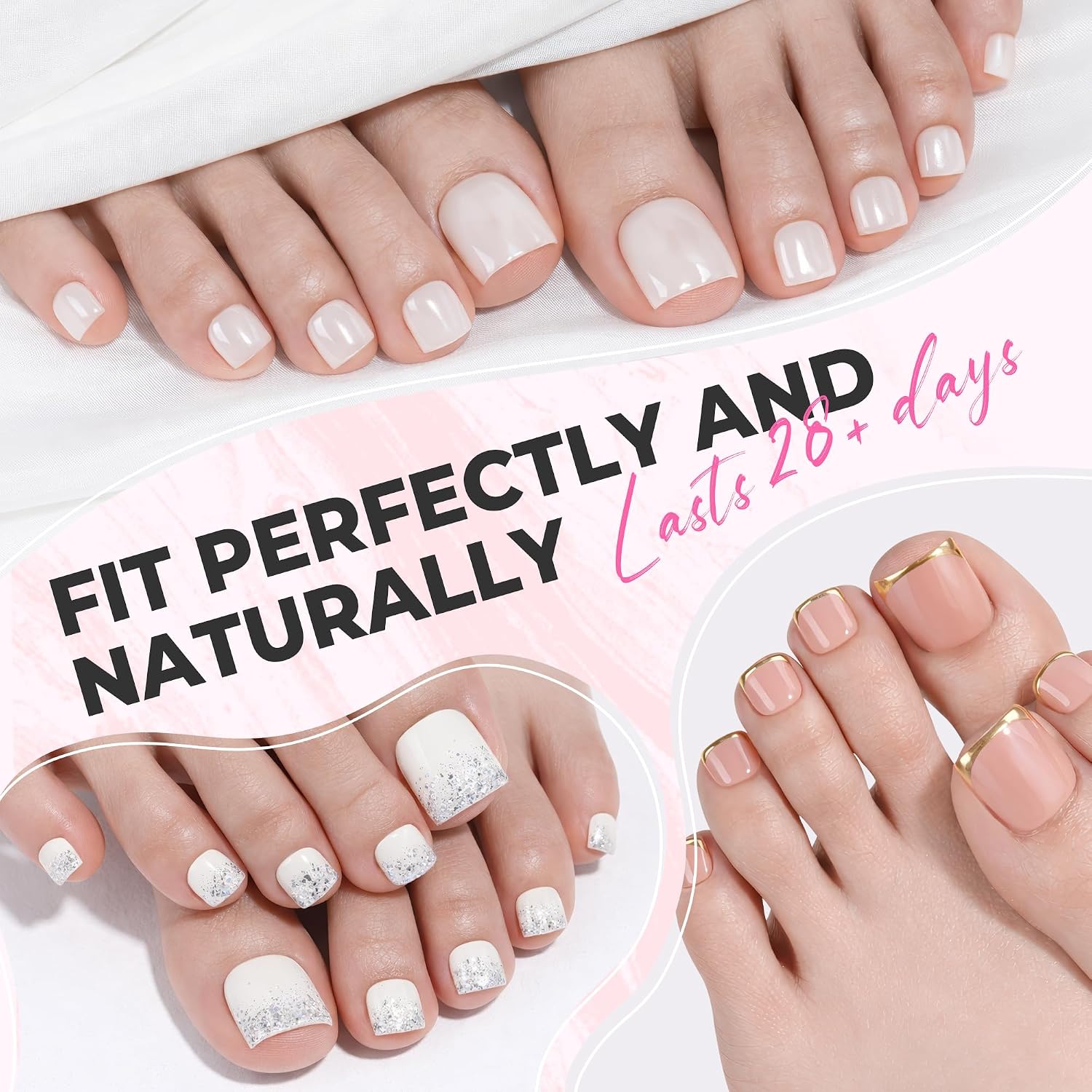Thumbnail 1 de UNA GELLA Half-Cover Square Toenail Tips, 510 Pieces, 15 Sizes
