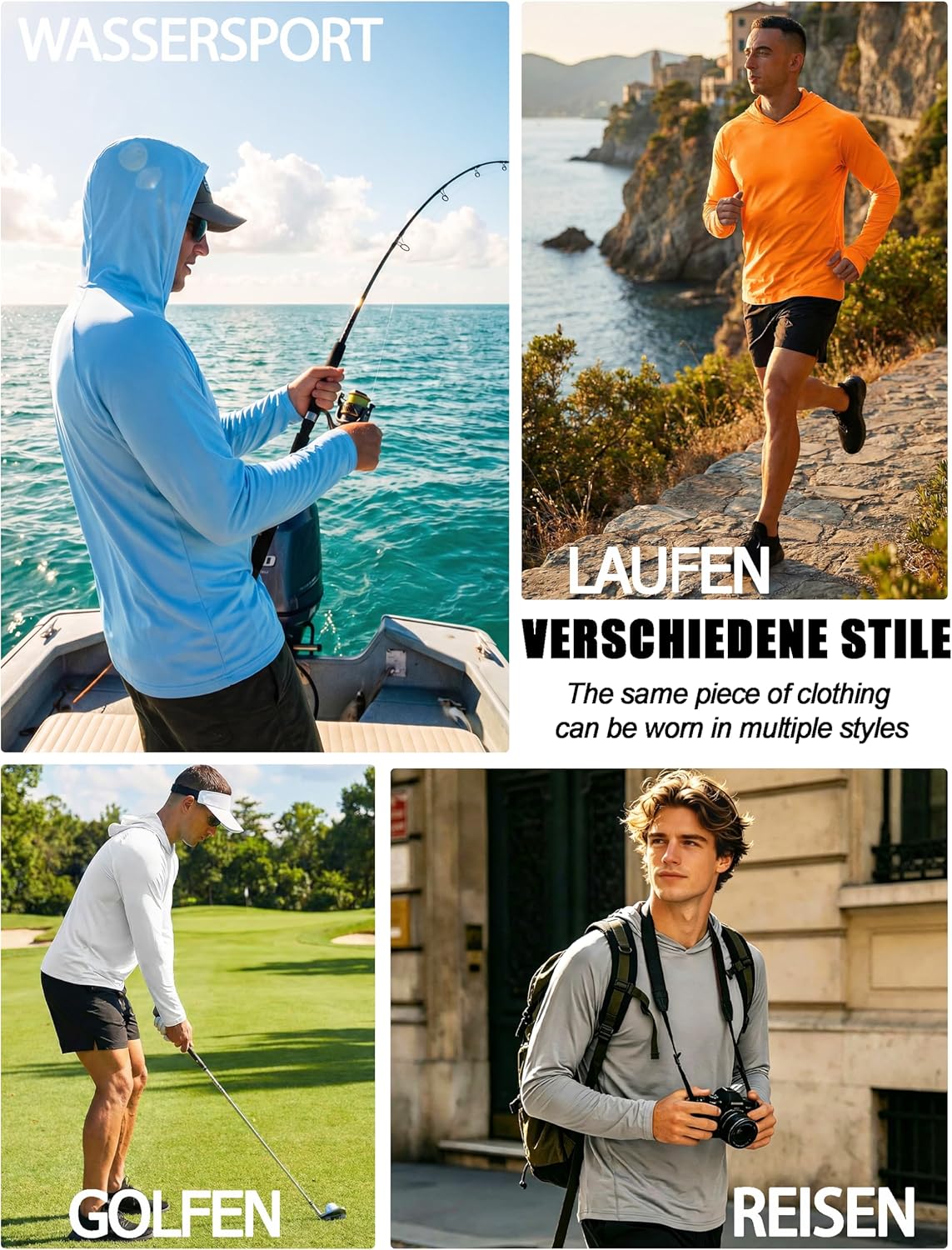 Thumbnail 5 de TACVASEN Herren UV-Schutz Hoodie mit Kapuze (UPF 50+, Quick Dry, Daumenlöcher)