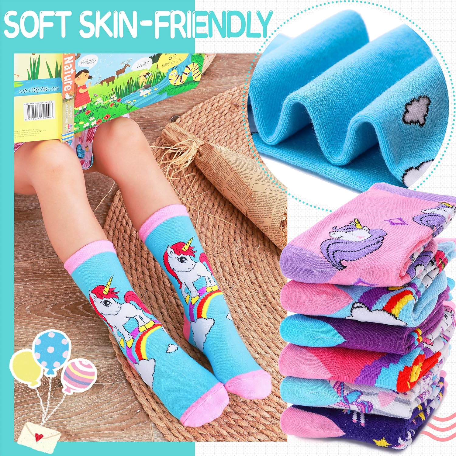Thumbnail 3 de EBMORE Girls cotton socks 6 pack