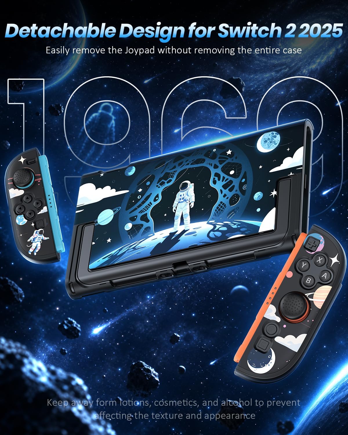 Detalle de FYOUNG Dockable Protective Case for Nintendo Switch 2, Slim Polycarbonate Space Pattern