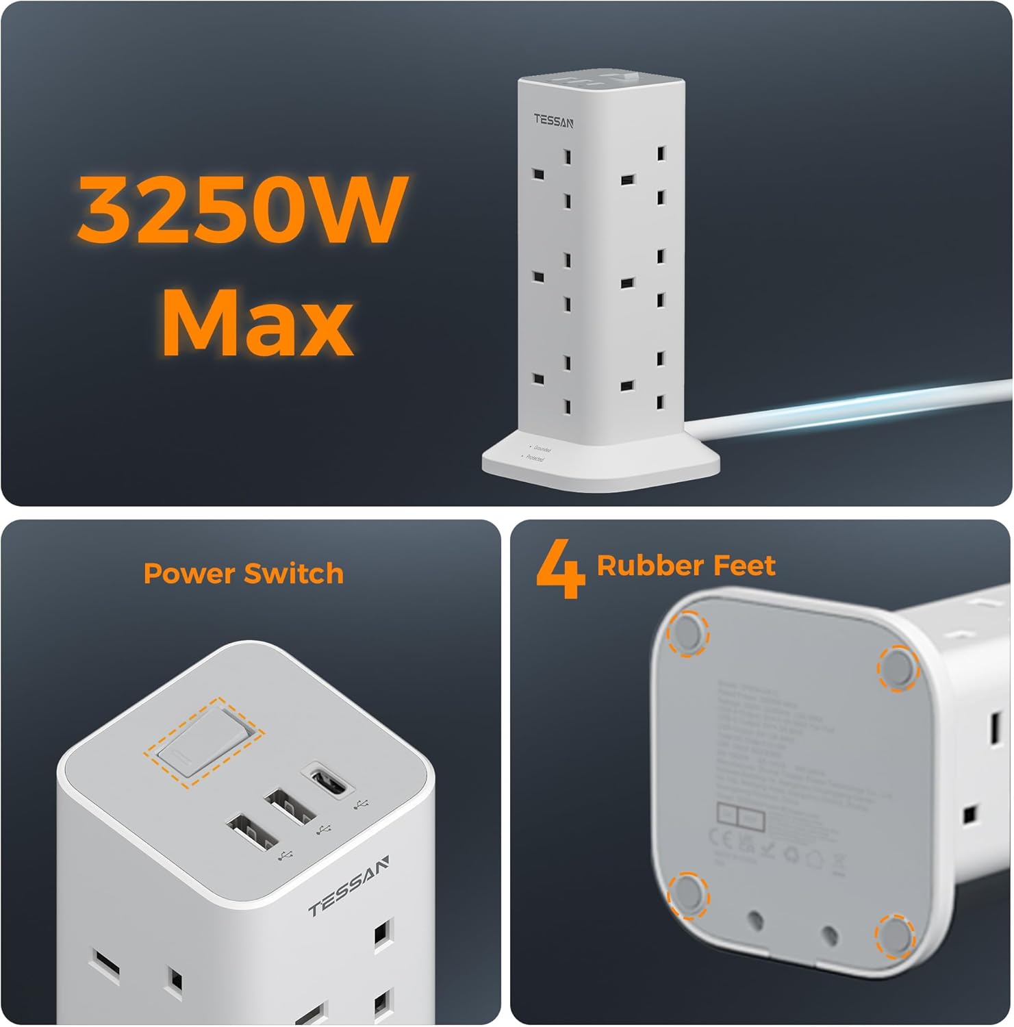 Thumbnail 5 de TESSAN Tower Extension Lead 5M