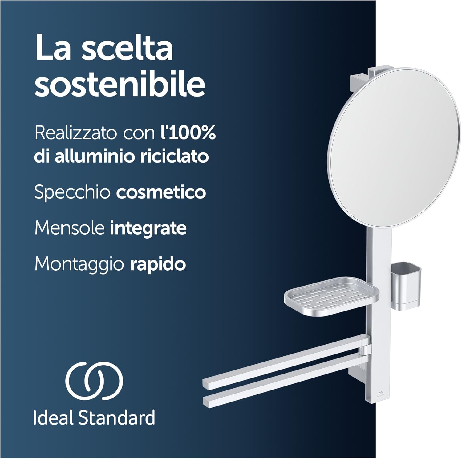 Thumbnail 1 de Ideal Standard Alu+ Barra multifunzione: stile sostenibile e organizzazione modulare per il bagno