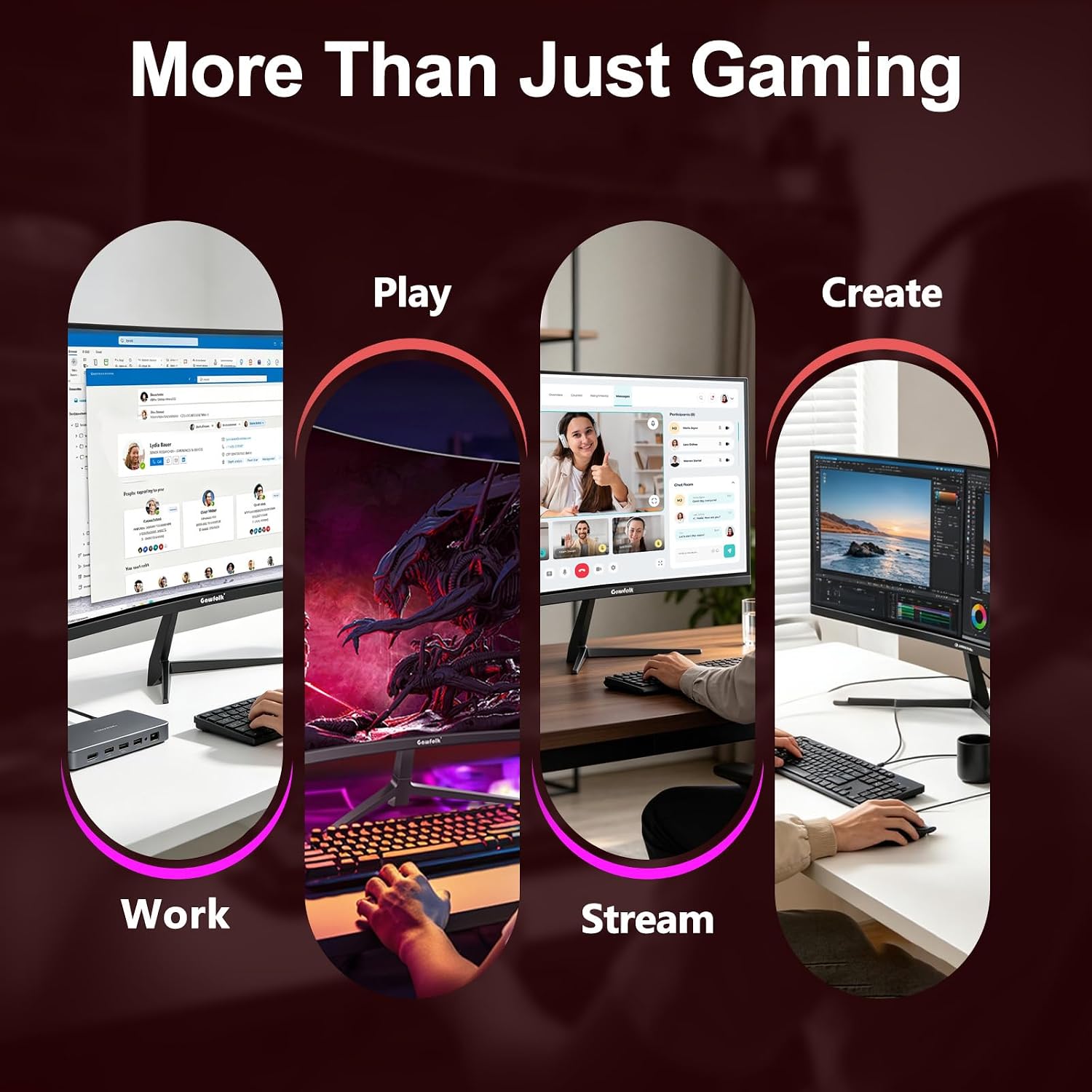 Thumbnail 4 de Gawfolk 32" Curved Gaming Monitor 240Hz (1800R VA, 1080p) with FreeSync & G-Sync