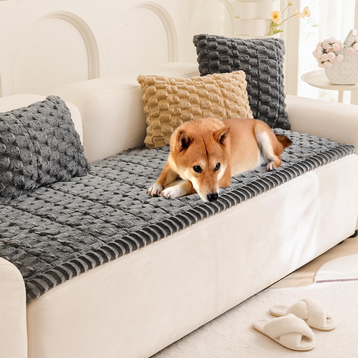 Detalle de Gumfolk Plush Pet Sofa Cover for Dogs