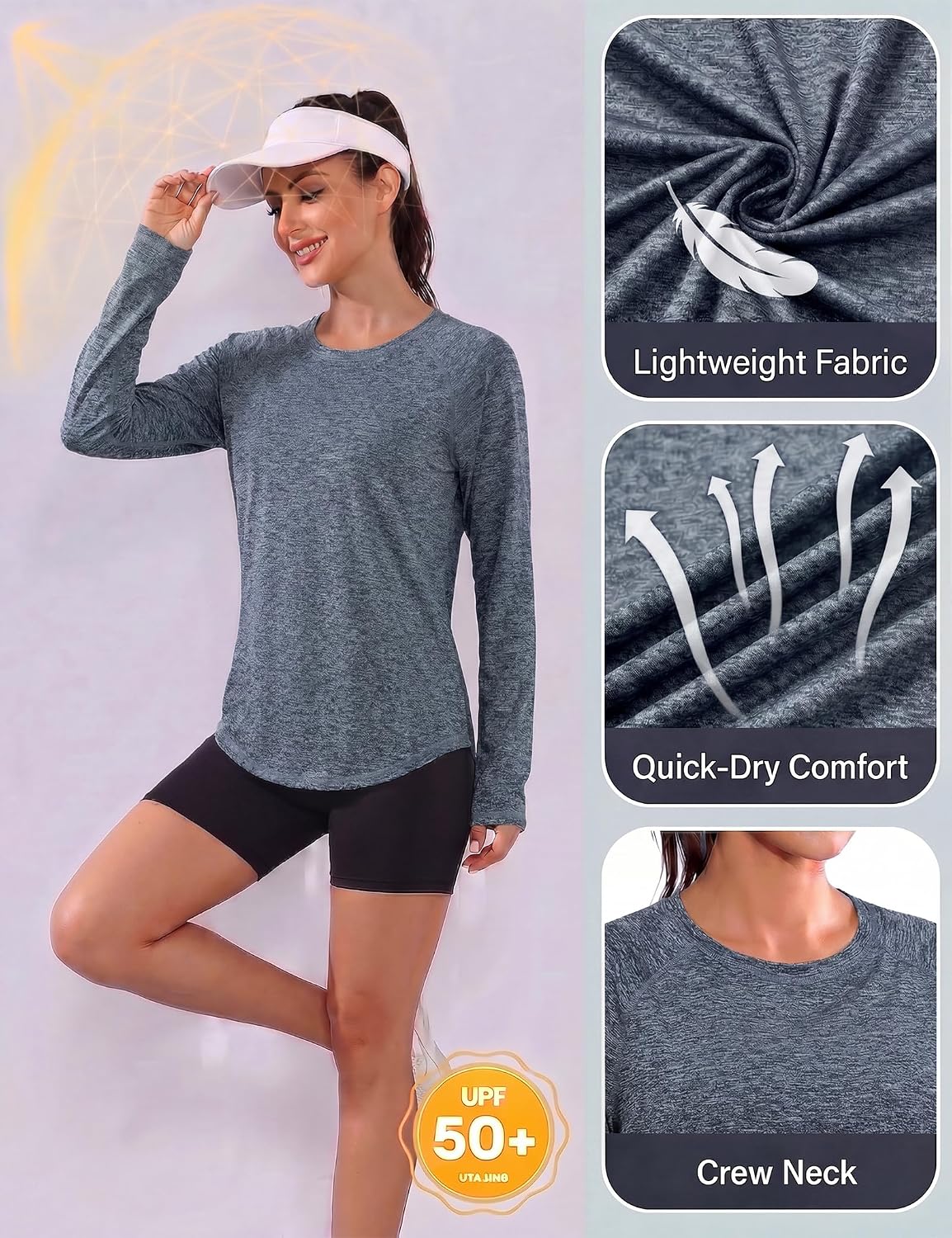 Thumbnail 4 de Gyabnw Sport Damen-Langarmshirt aus Funktionsstoff mit Mesh-Rücken – für Fitness, Lauf- und Wandereinsatz