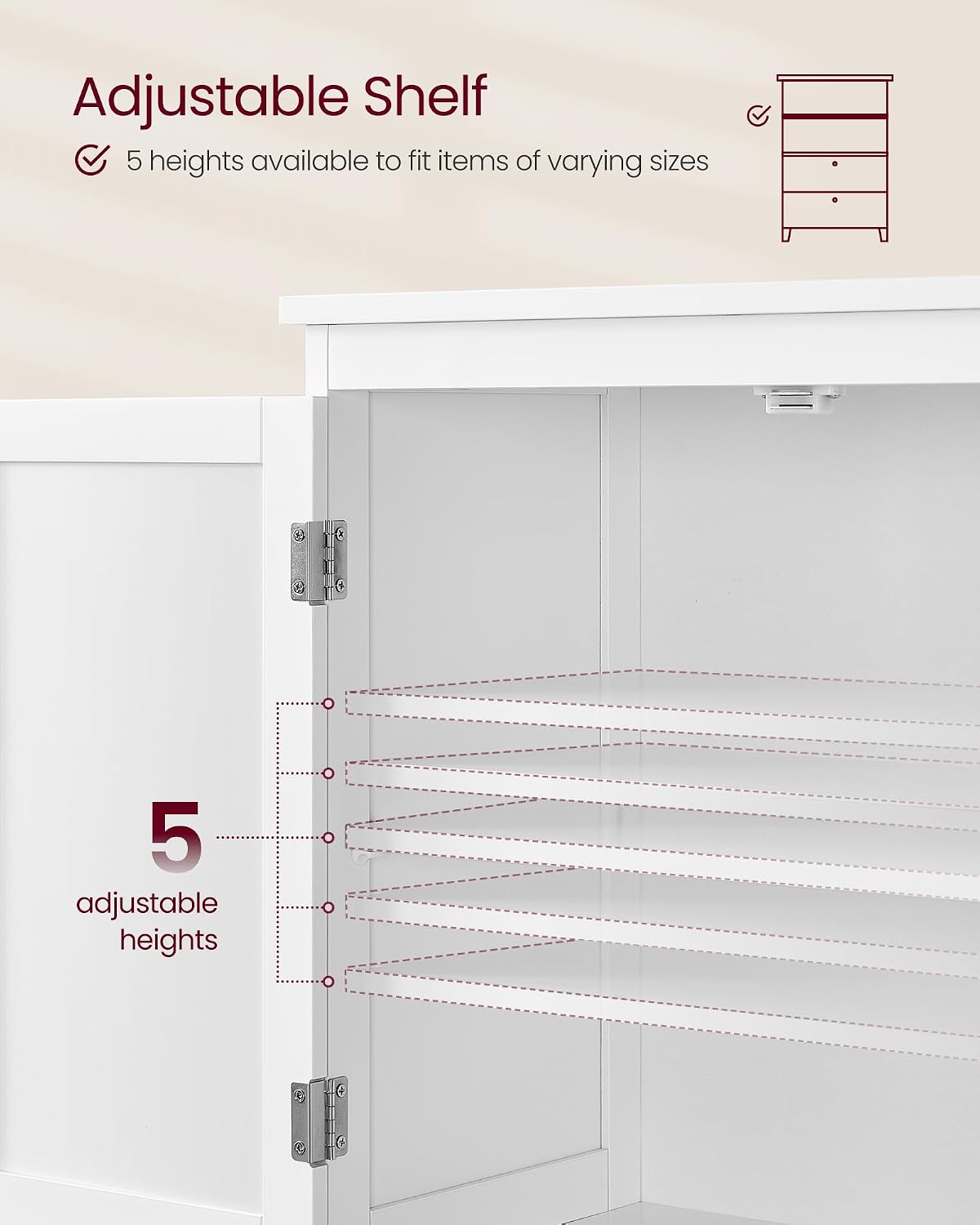 Detalle de VASAGLE Bathroom Storage Cabinet UBBC551P31