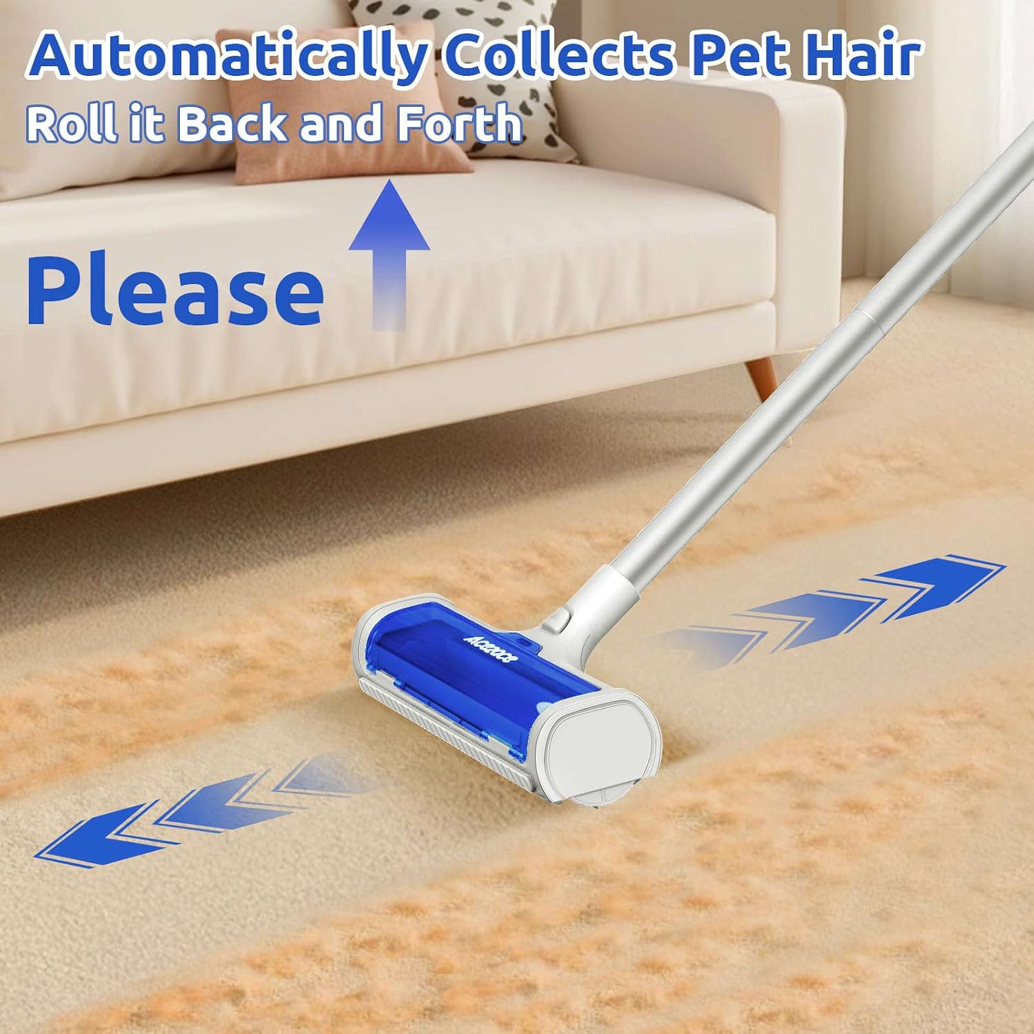 Detalle 2 de ACE2ACE Carpet Roller for Pet Hair, Reusable with Adjustable 1.5m Handle
