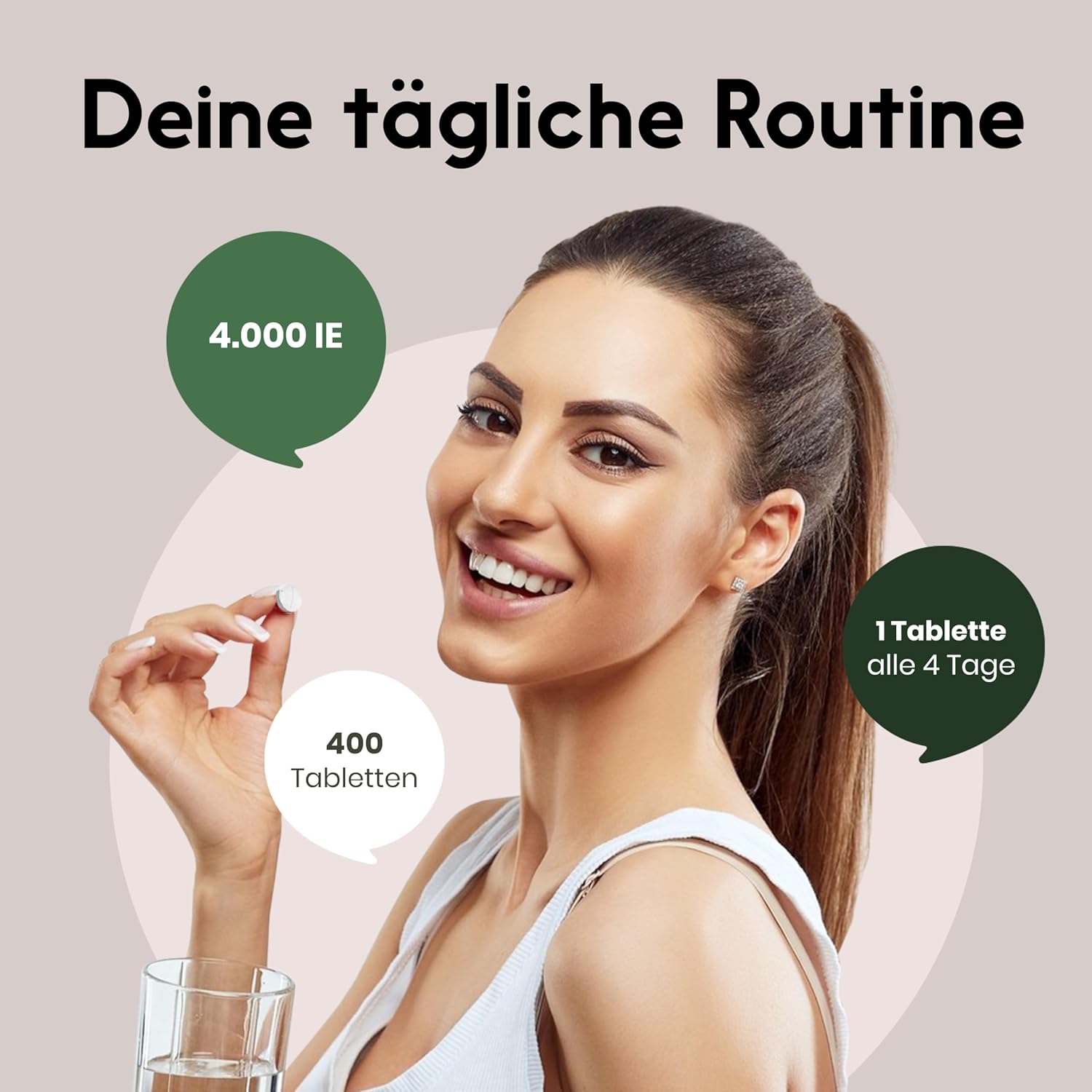 Thumbnail 2 de Vitamin D3 4000 IE hochdosiert – 400 Tabletten (vegetarisch, in Deutschland produziert)