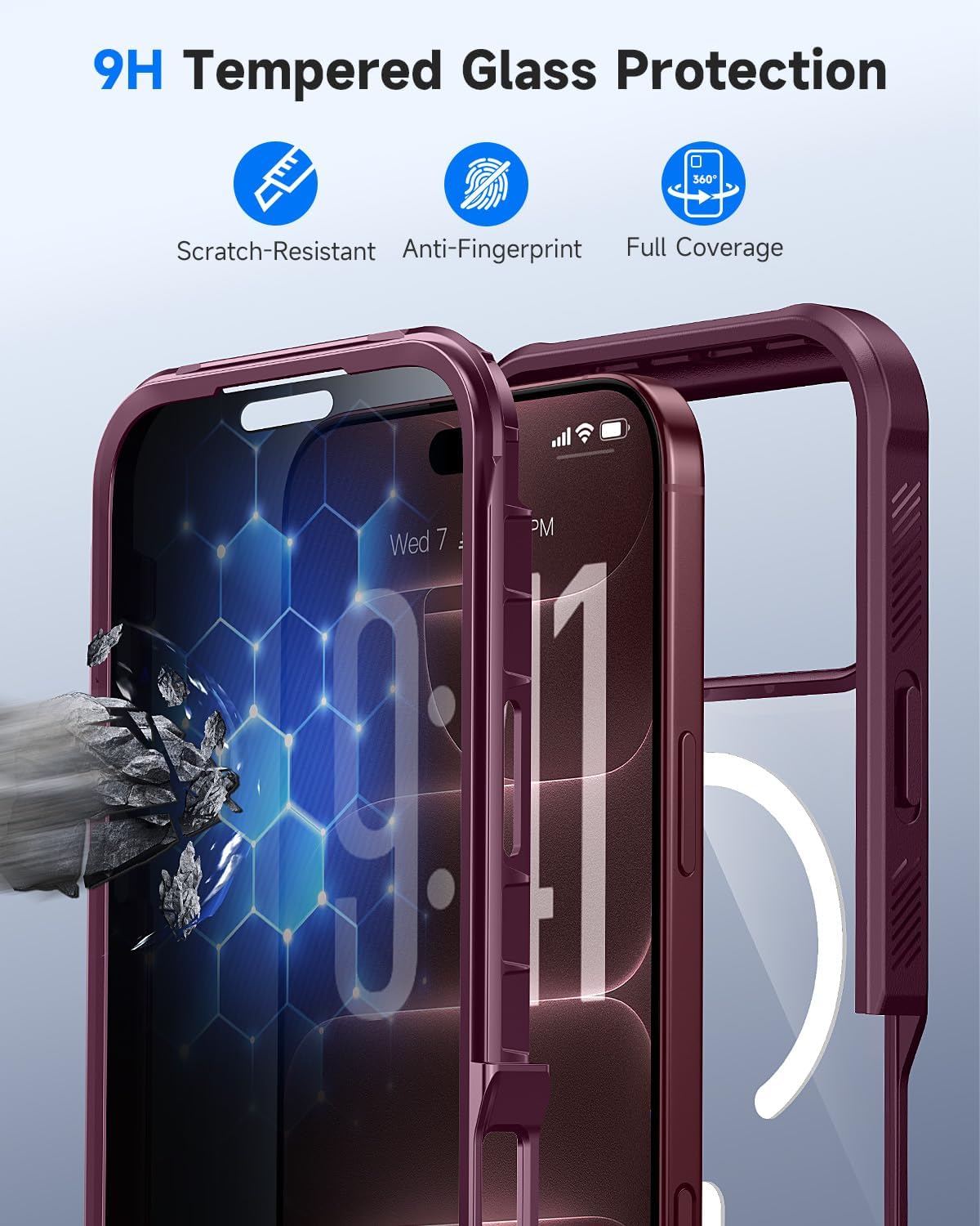 Thumbnail 6 de seacosmo IP18PMIP17PM Case for iPhone 17 Pro Max, Burgundy Privacy Glass