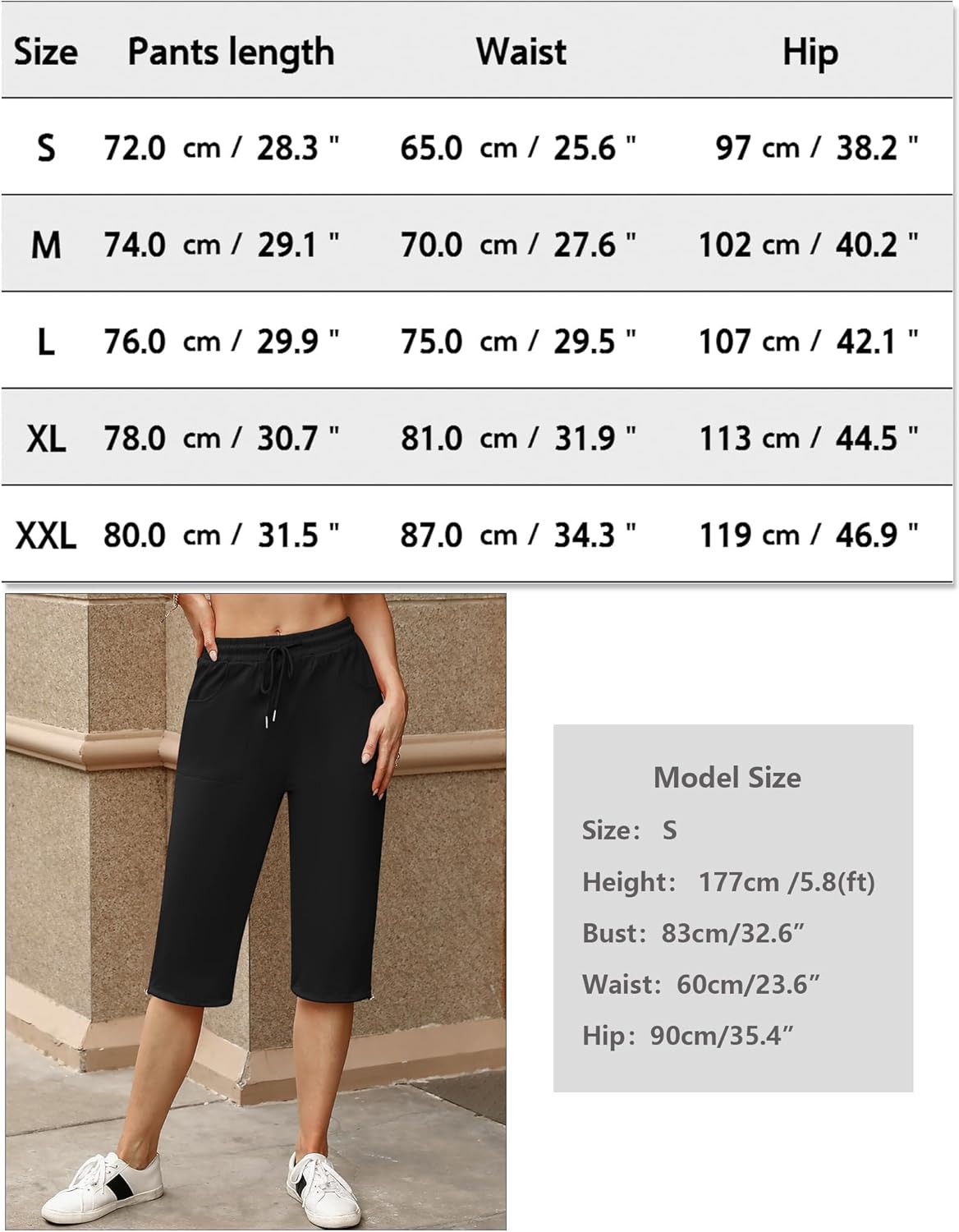 Thumbnail 5 de Totatuit Pantalon de sport femme 3/4 taille haute en coton doux (pantacourt) pour yoga, fitness et randonnée