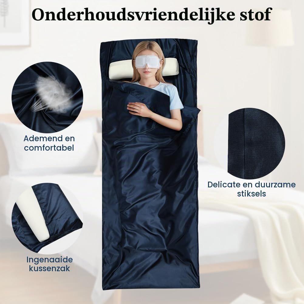 Detalle de Aolso 5445580 reisslaapzak van microvezel, 90 x 220 cm met kussenvak