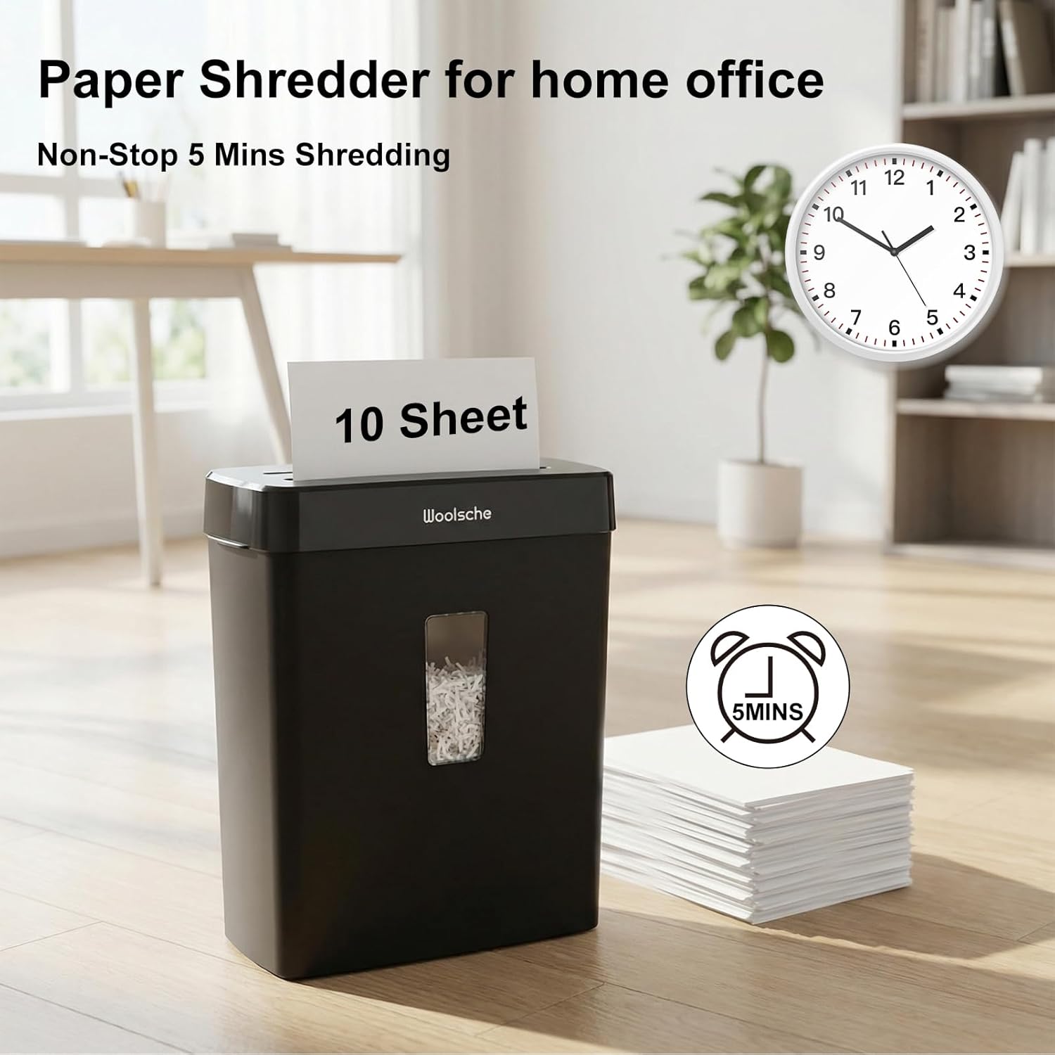 Detalle 2 de Paper Shredder for Home: 10-Sheet Cross Cut, 13L Basket, P-4 Security
