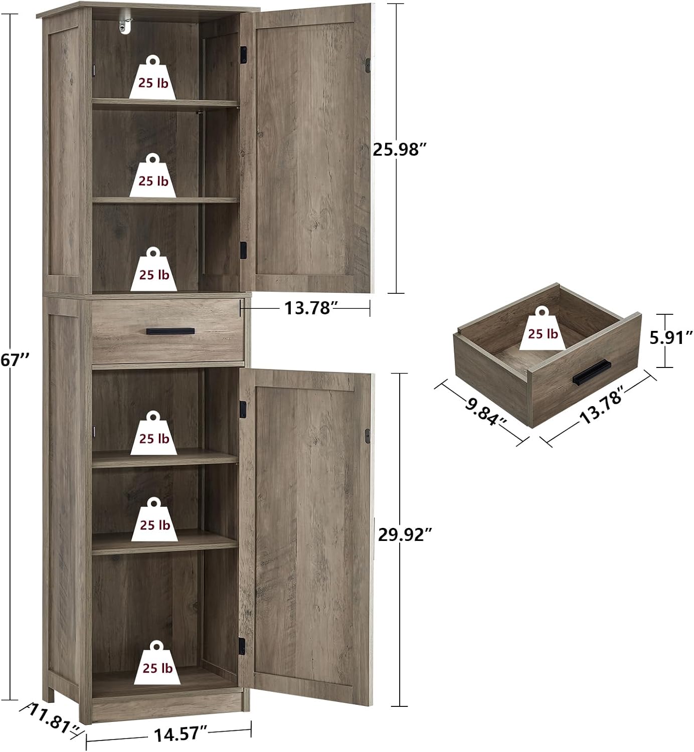 Detalle de USIKEY Storage Cabinet, 67-inch
