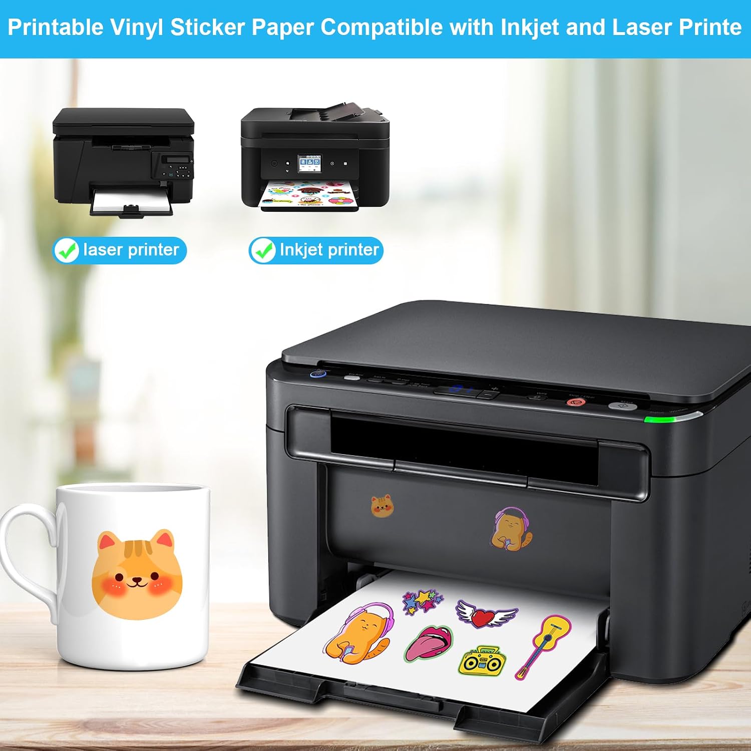 Thumbnail 4 de Nakutita 065 transparante vinyl stickerfolie A4, 20 vellen voor inkjet- en laserprinters