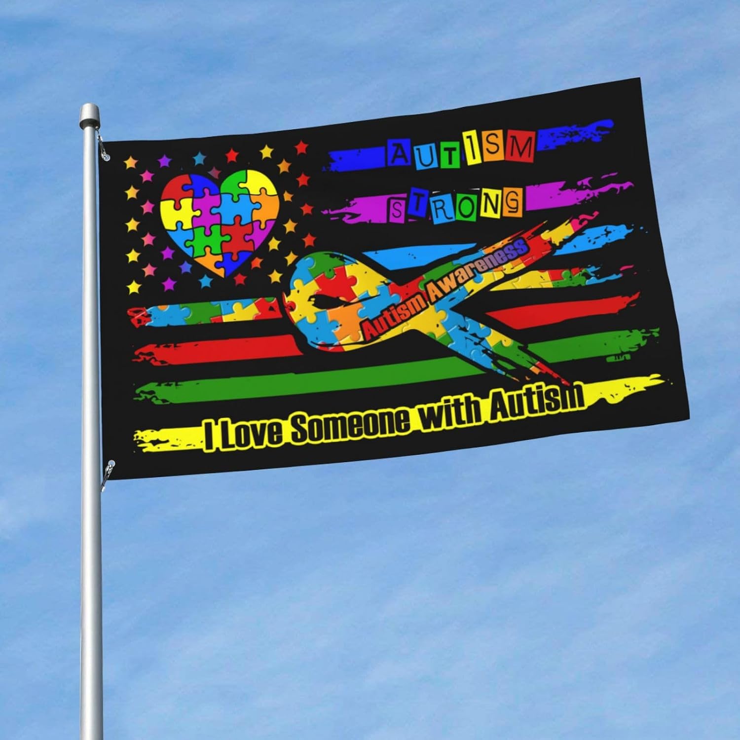 Detalle 2 de UGTEWXU Autism Awareness Flag, 3 x 5 ft