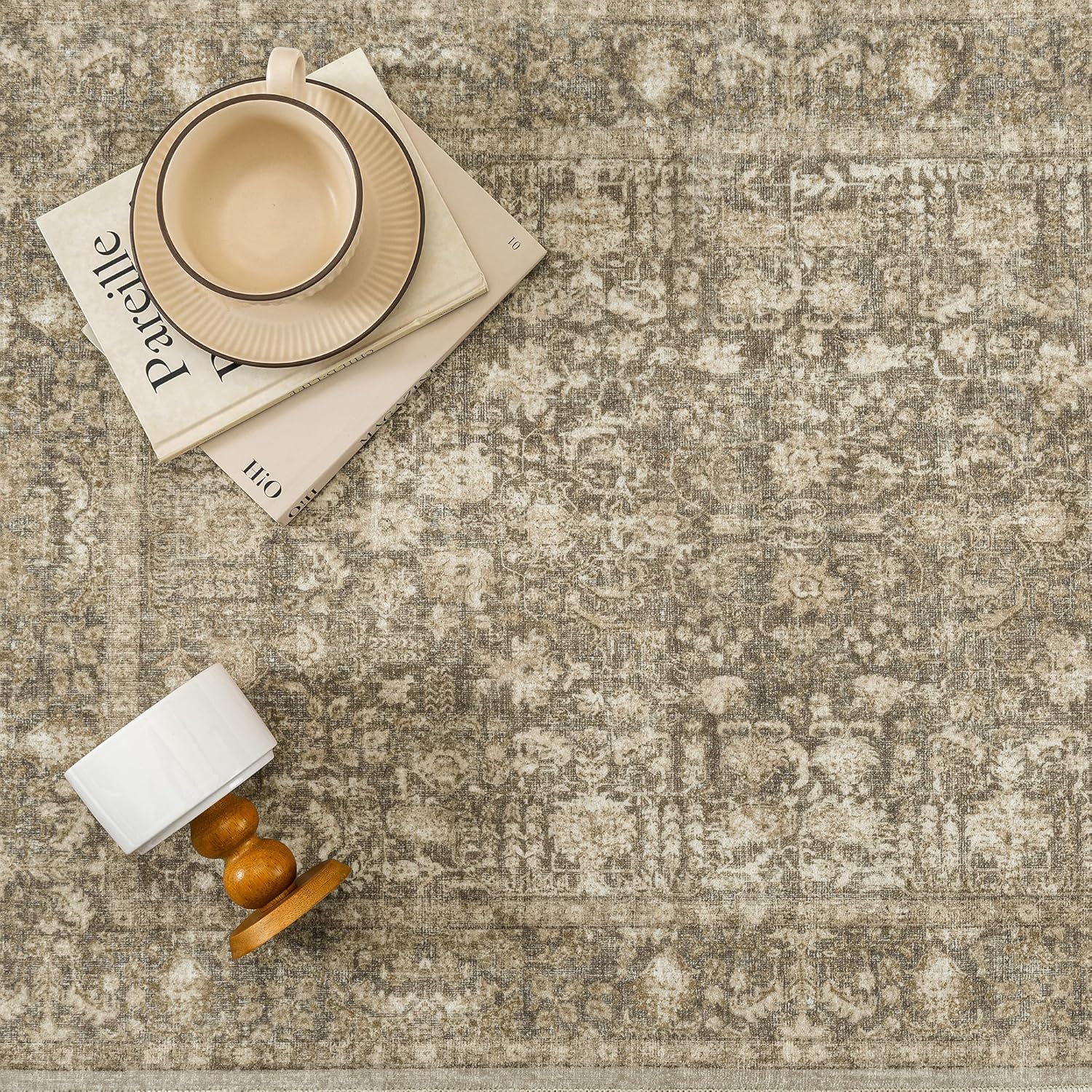 Thumbnail 4 de HUGEAR Vintage brauner waschbarer Teppich 60x90 cm – rutschfest für Flur, Bad & Schlafzimmer