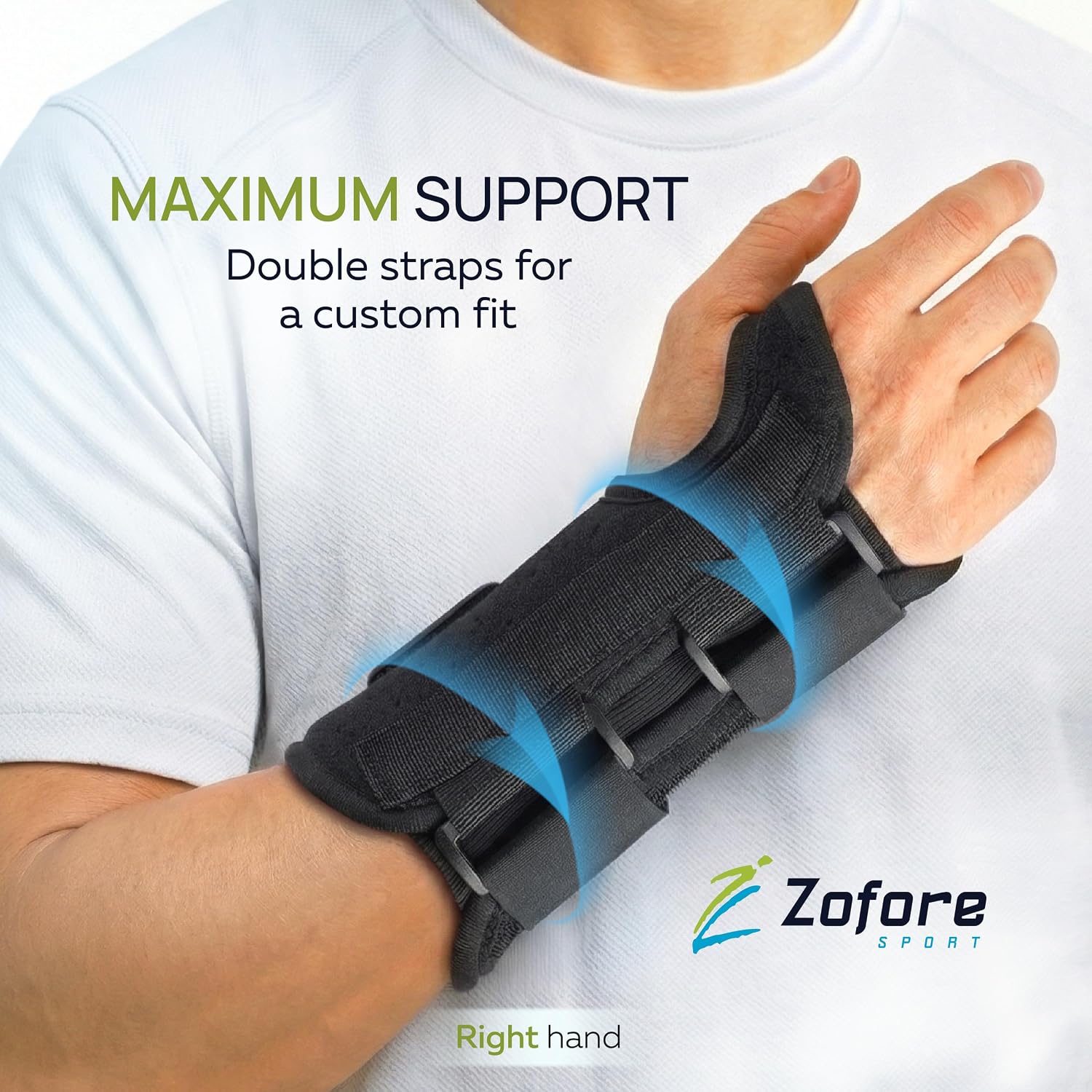 Thumbnail 3 de Carpal Tunnel Wrist Brace Night Support with Metal Splint – Right, S/M
