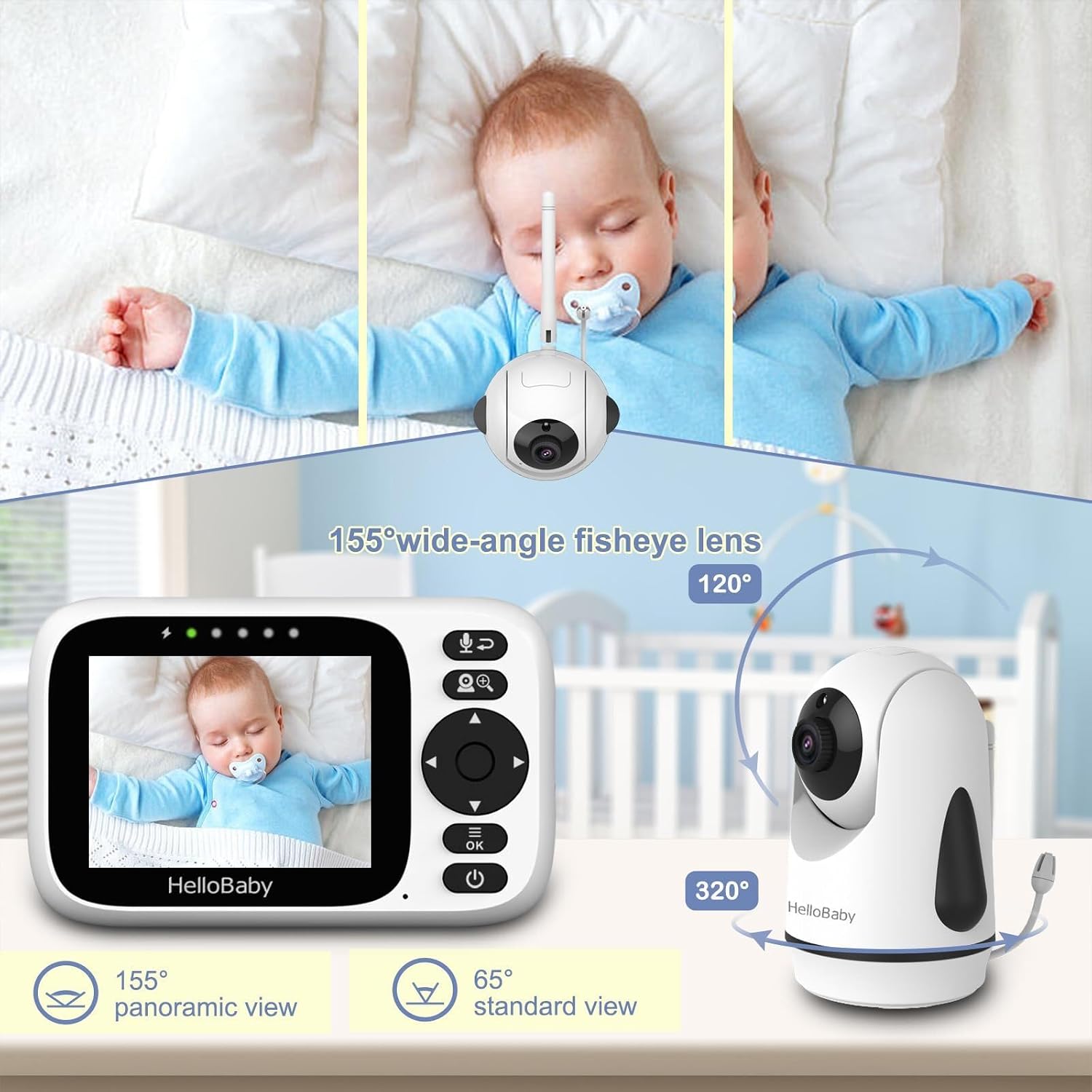 Thumbnail 5 de HelloBaby HB6339-2 3.2" video baby monitor
