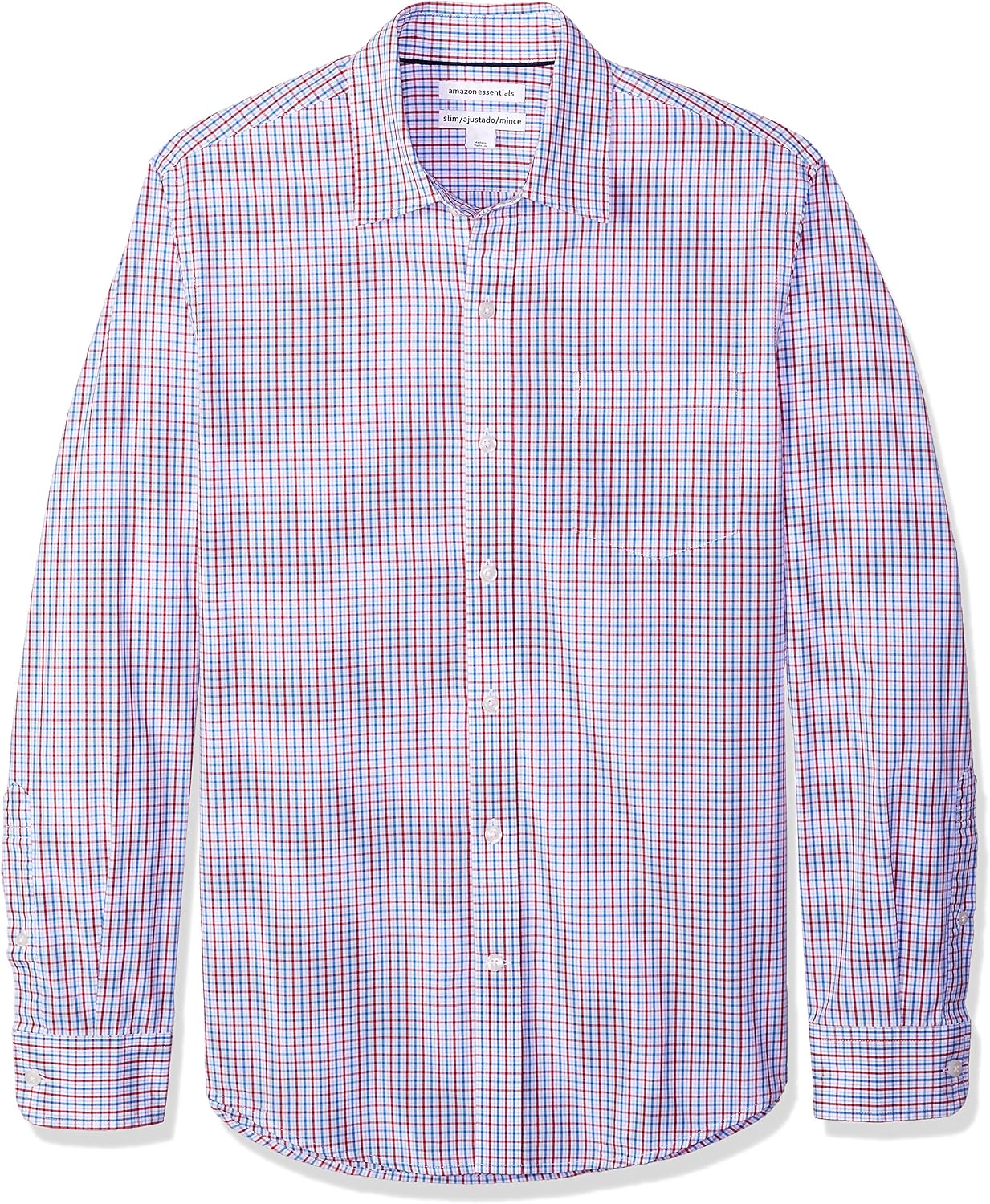 Detalle 2 de Amazon Essentials Men’s Slim-Fit Long-Sleeve Poplin Gingham Shirt with Pocket