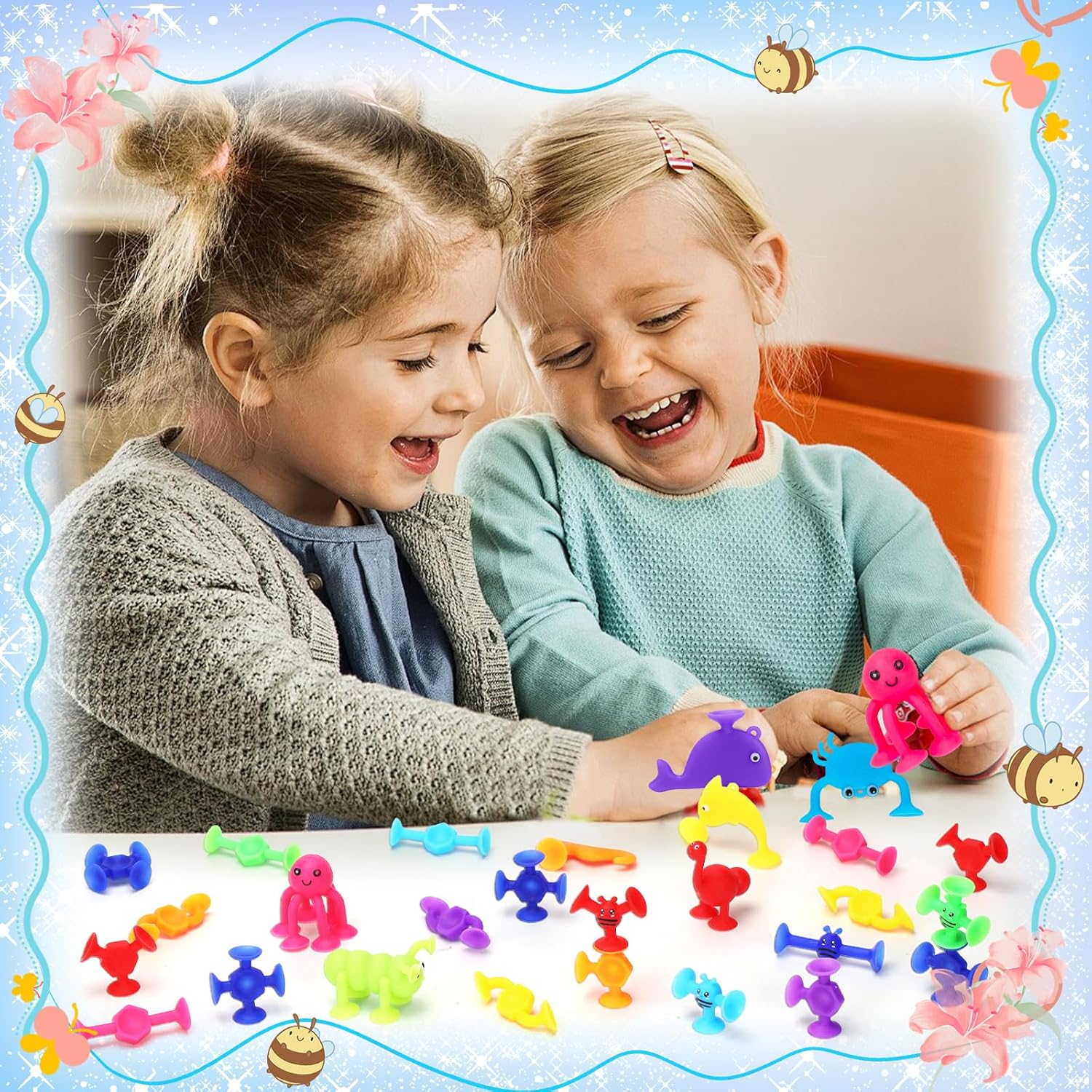 Detalle de Badespielzeug ab 1–8 Jahre, 30-teiliges Saugnapf-Set: Meerestiere, sensorisch und fördernd