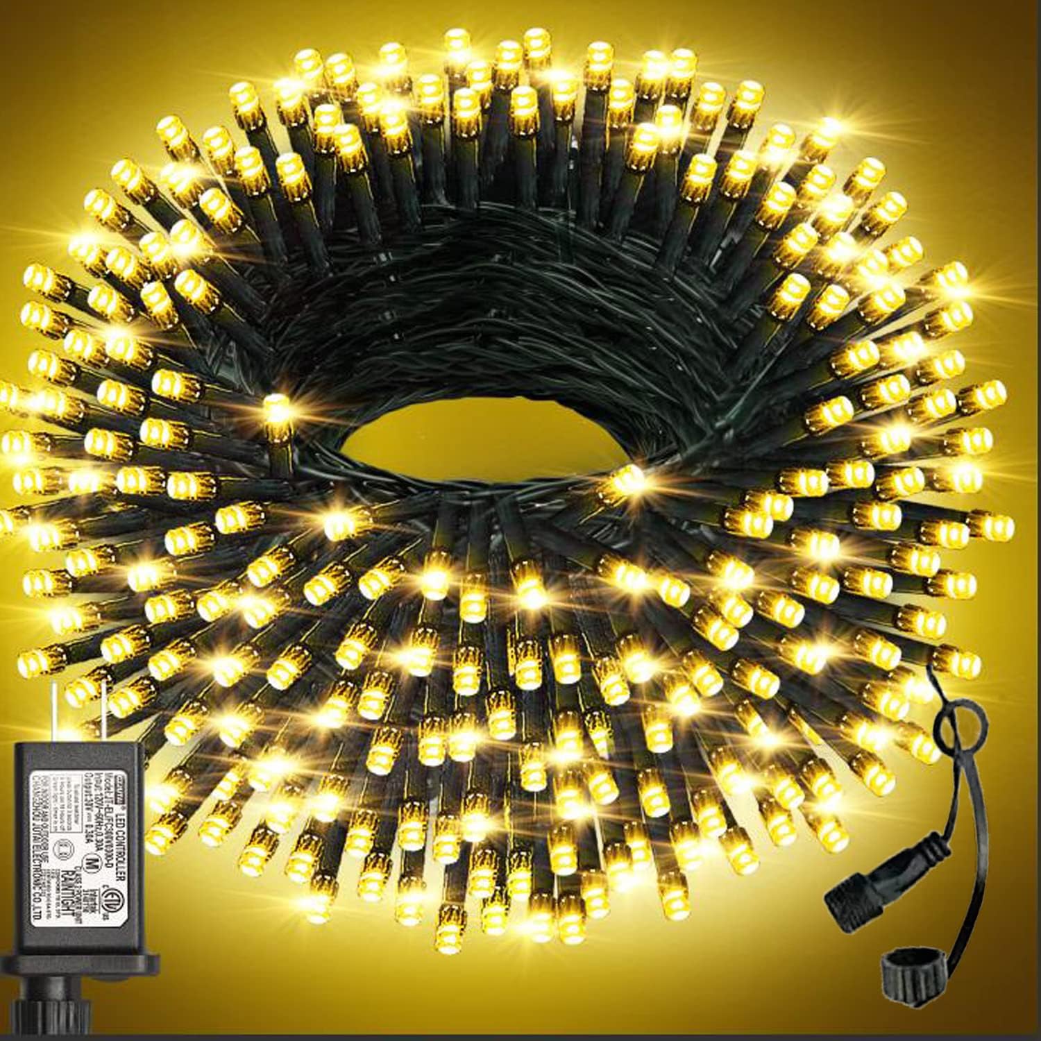 Detalle de HAILI XMGQ HL300E 105 ft 300 LED Christmas String Lights, Warm White