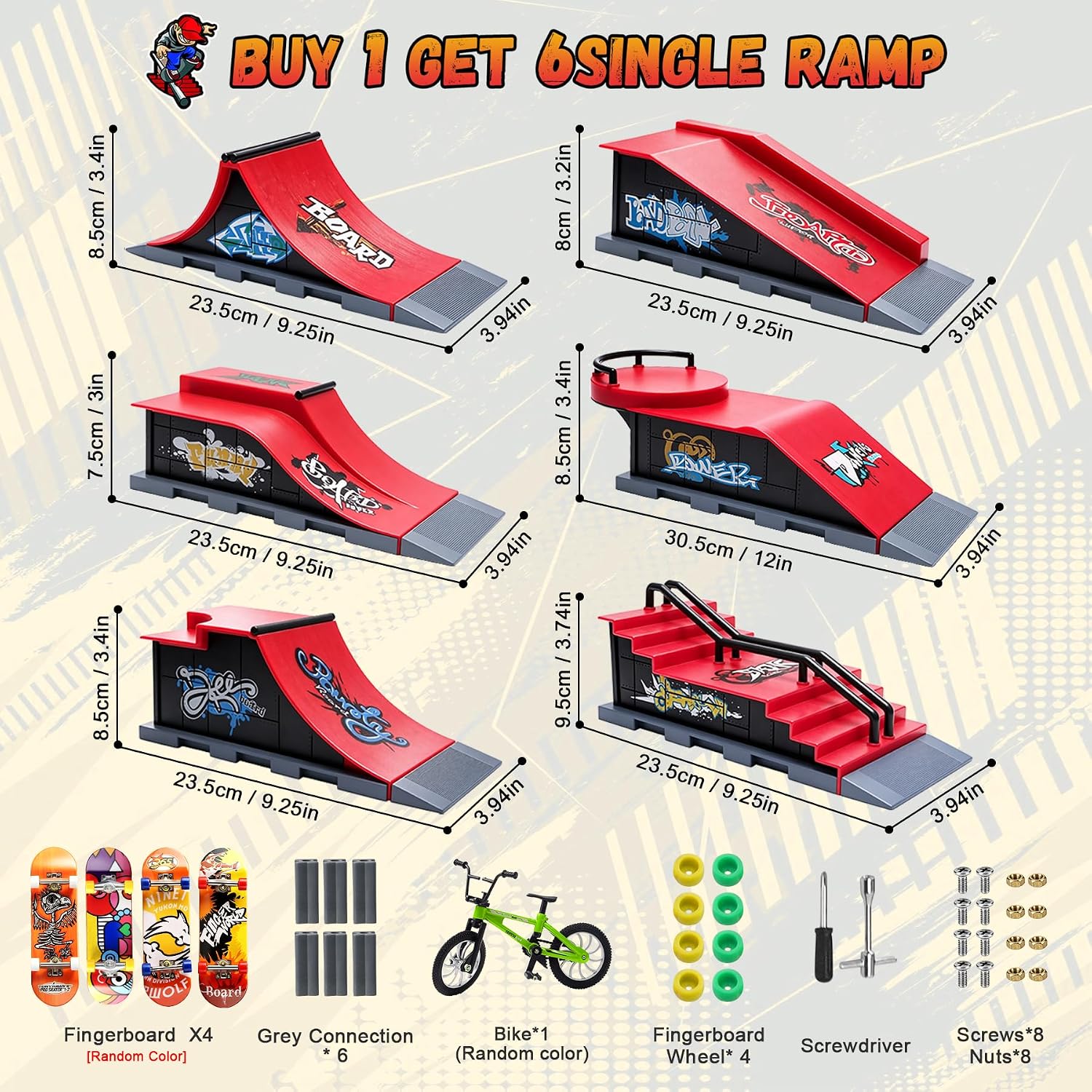 Detalle de CS COSDDI Finger Skateboard Park Set, 6-in-1