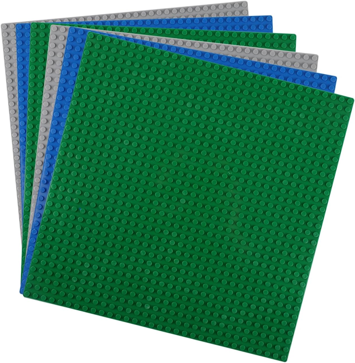 Detalle 2 de Reenwee Classic Grundplatten 32x32 Noppen, 6 Packungen, 10x10 Zoll (25x25 cm) – blau/grün/grau