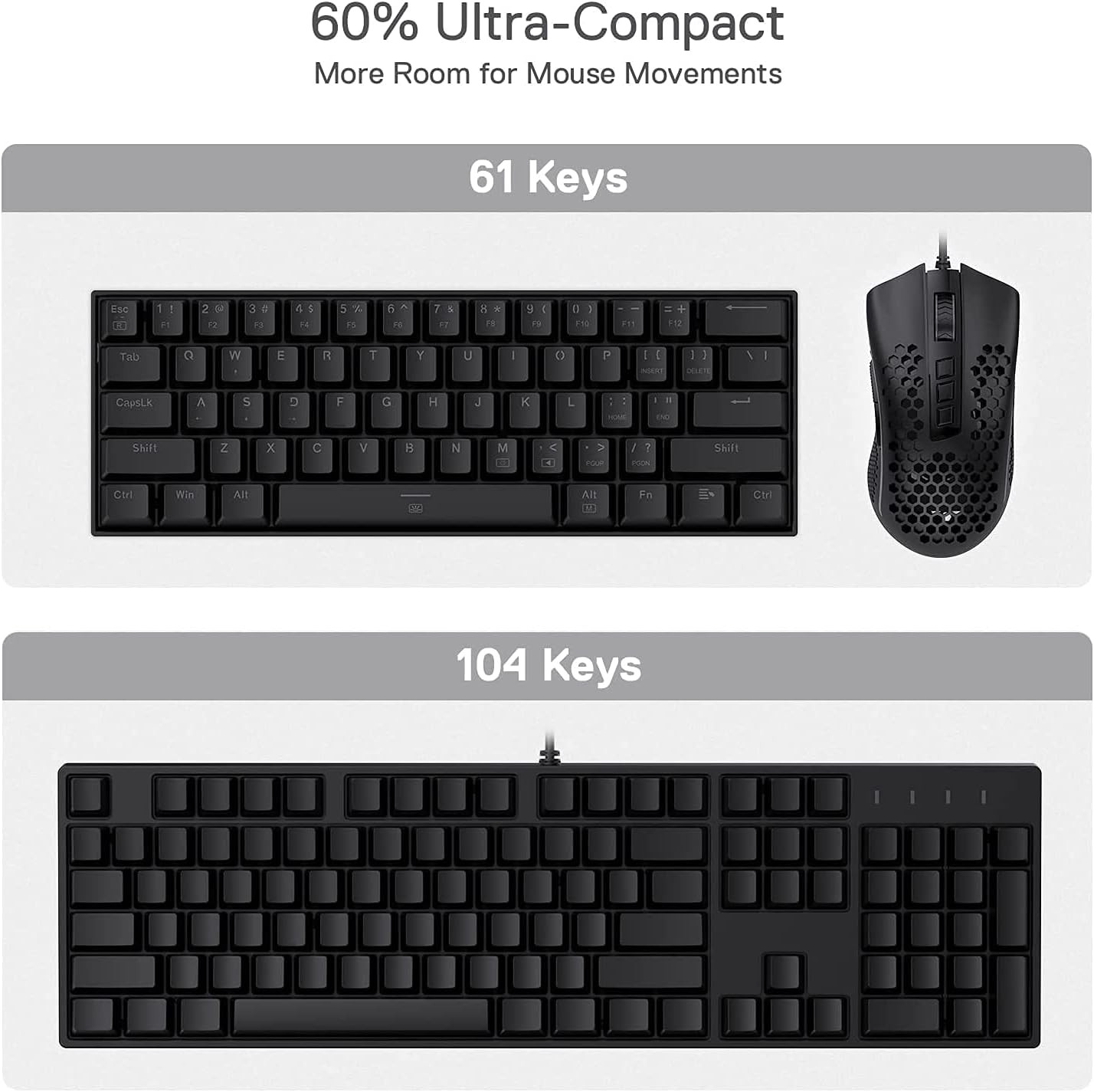Detalle de Redragon K630 Dragonborn 60% Wired RGB Gaming Keyboard (61 keys, Red switch) with Pro driver support