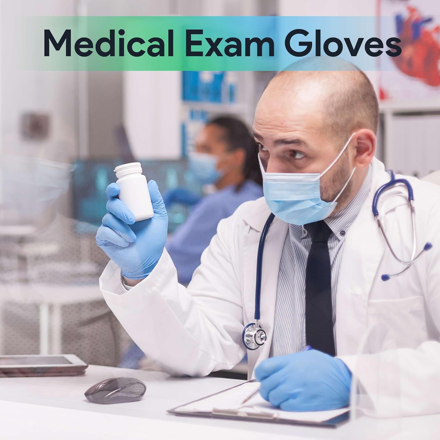 Thumbnail 1 de FifthPulse Blue Nitrile Exam Gloves – Large, 1000 Count (Case of 10 Boxes)