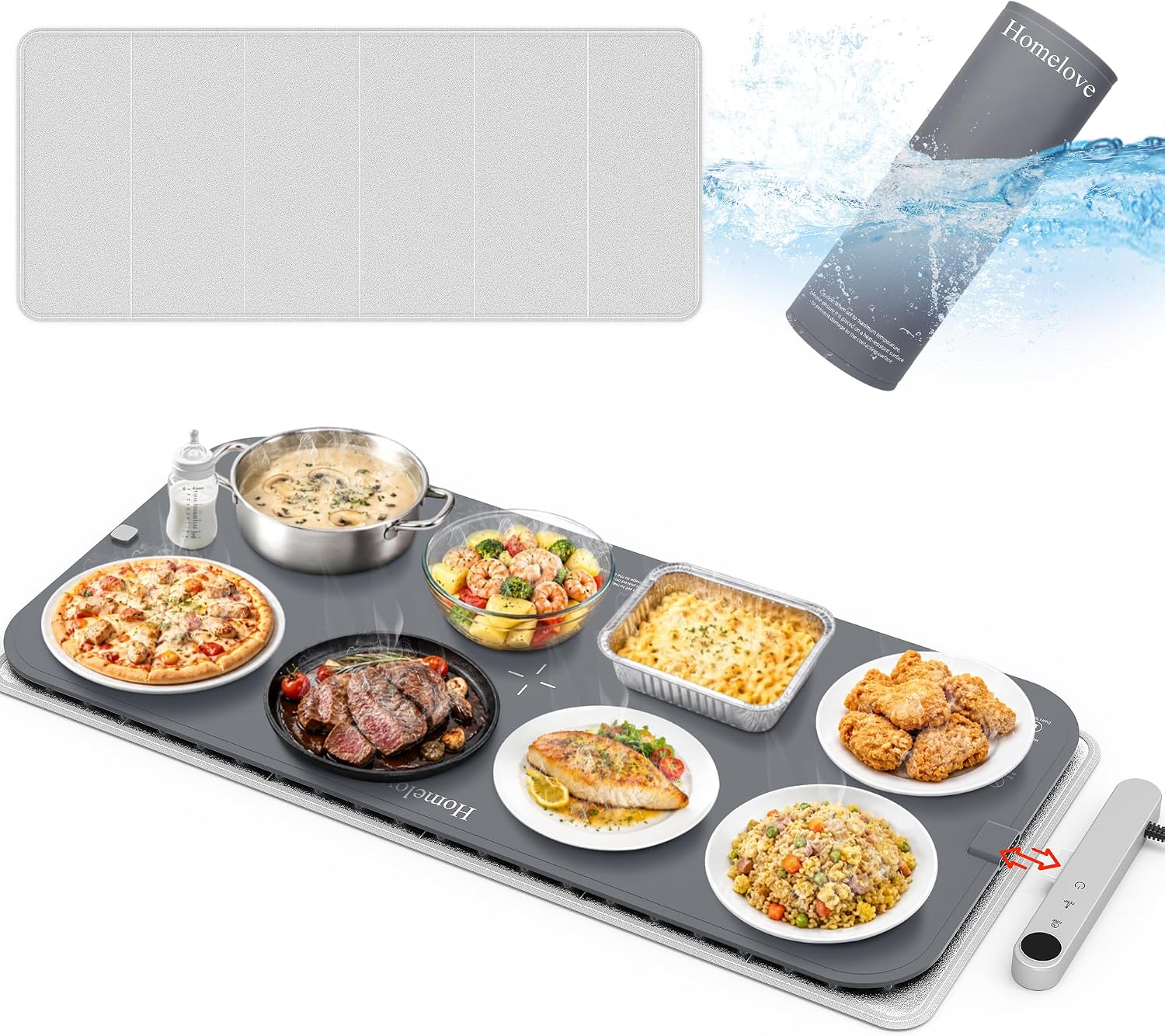 Detalle de Homelove D-2653 Electric Food Warming Mat, 7 Settings and 6-Hour Timer