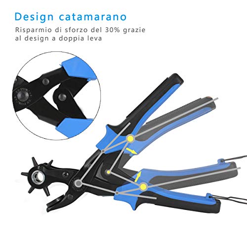 Detalle de Diyife Buca Cinture 6 Misure: Design a Doppia Leva Senza Sforzo per forare pelle, tessuti e altro